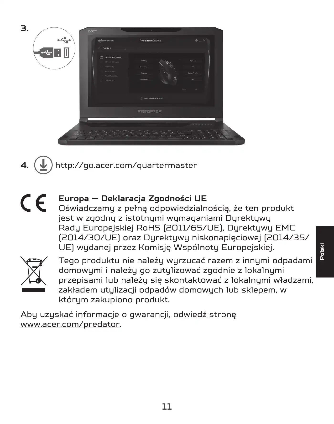 Acer PREDATOR CESTUS 500 Quick Start Manual Manual pdf 13 page image