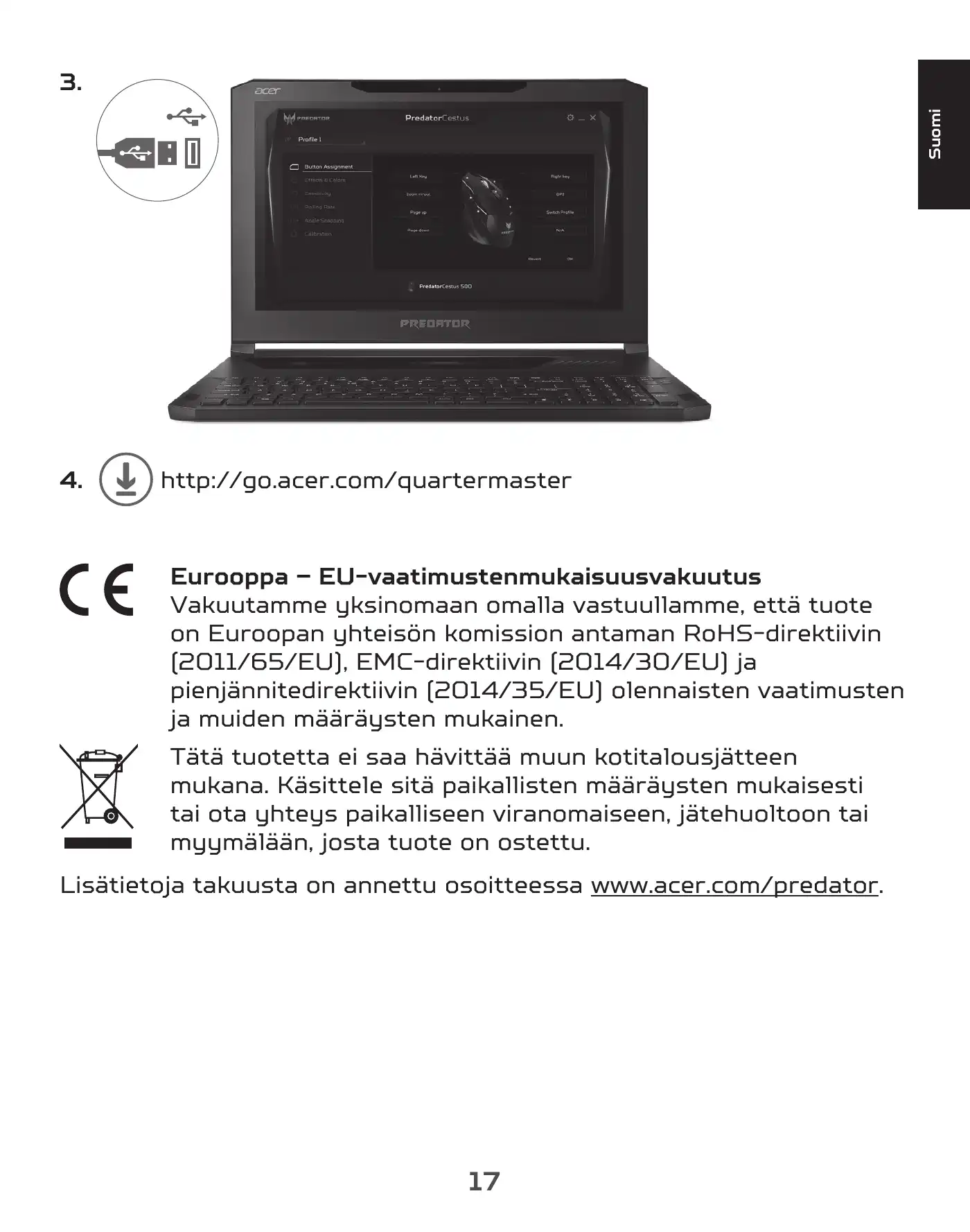 Acer PREDATOR CESTUS 500 Quick Start Manual Manual pdf 19 page image