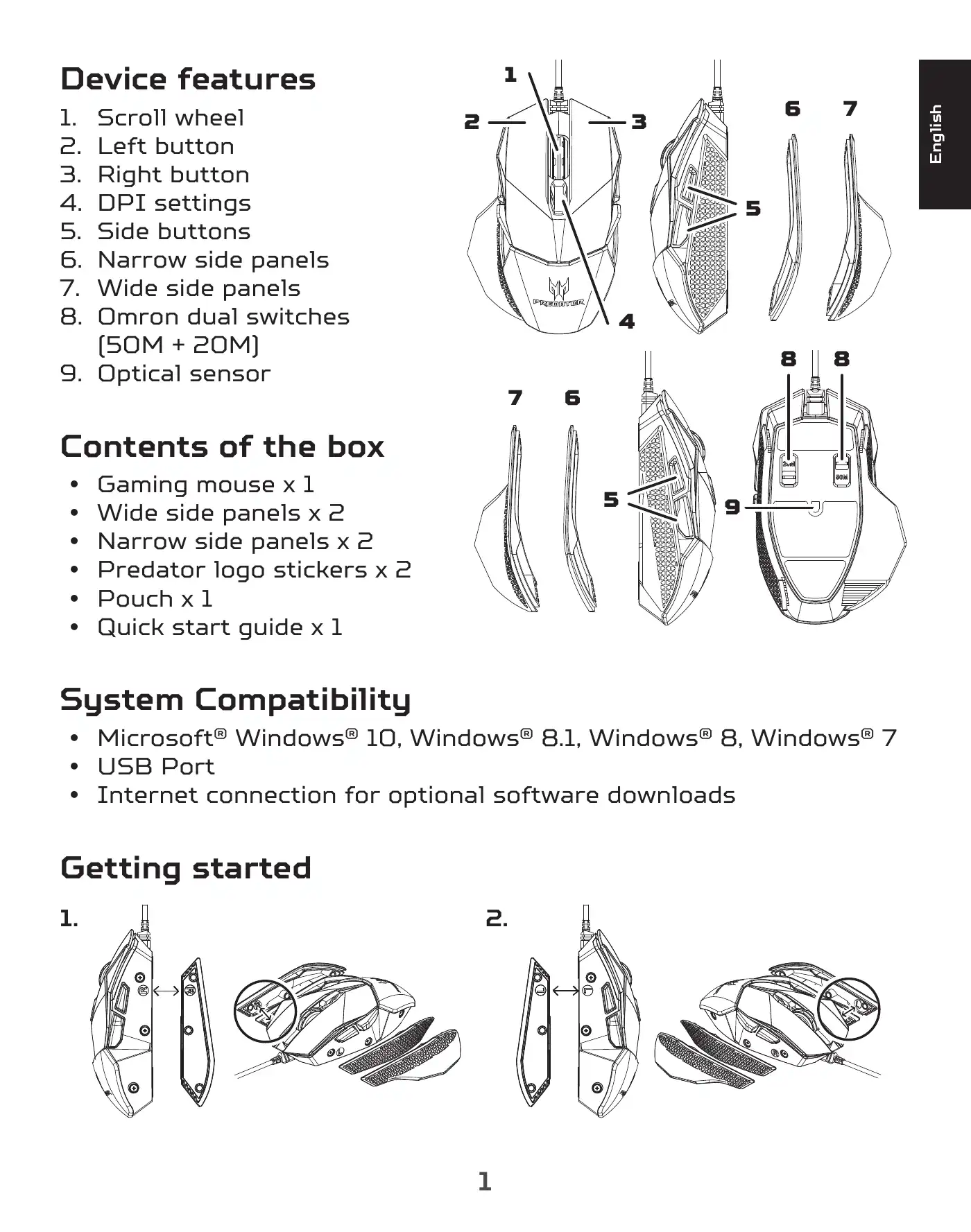 Acer PREDATOR CESTUS 500 Quick Start Manual Manual pdf 3 page image