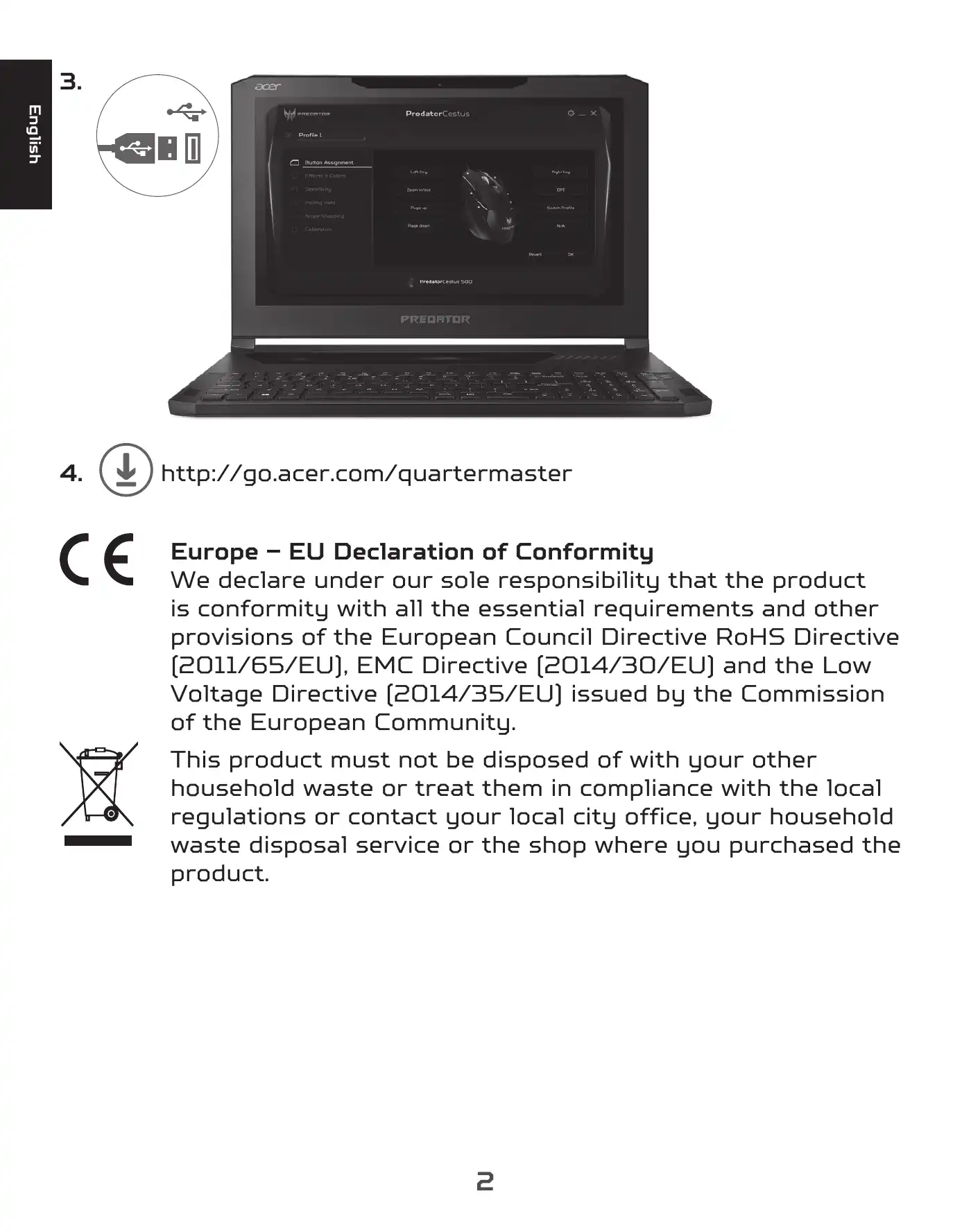 Acer PREDATOR CESTUS 500 Quick Start Manual Manual pdf 4 page image