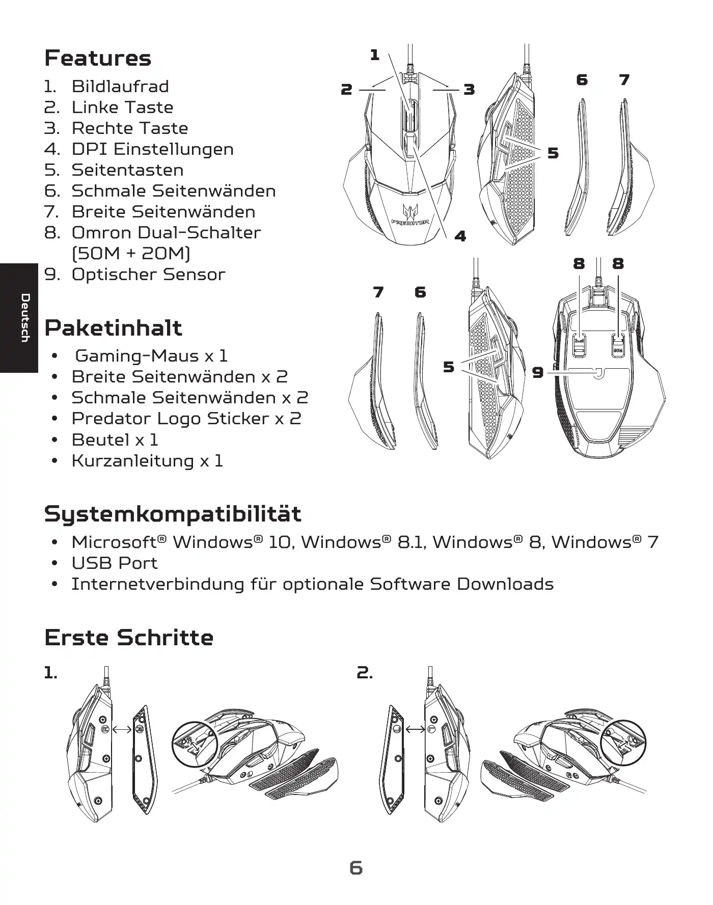 Acer PREDATOR CESTUS 500 Quick Start Manual Manual pdf 8 page image