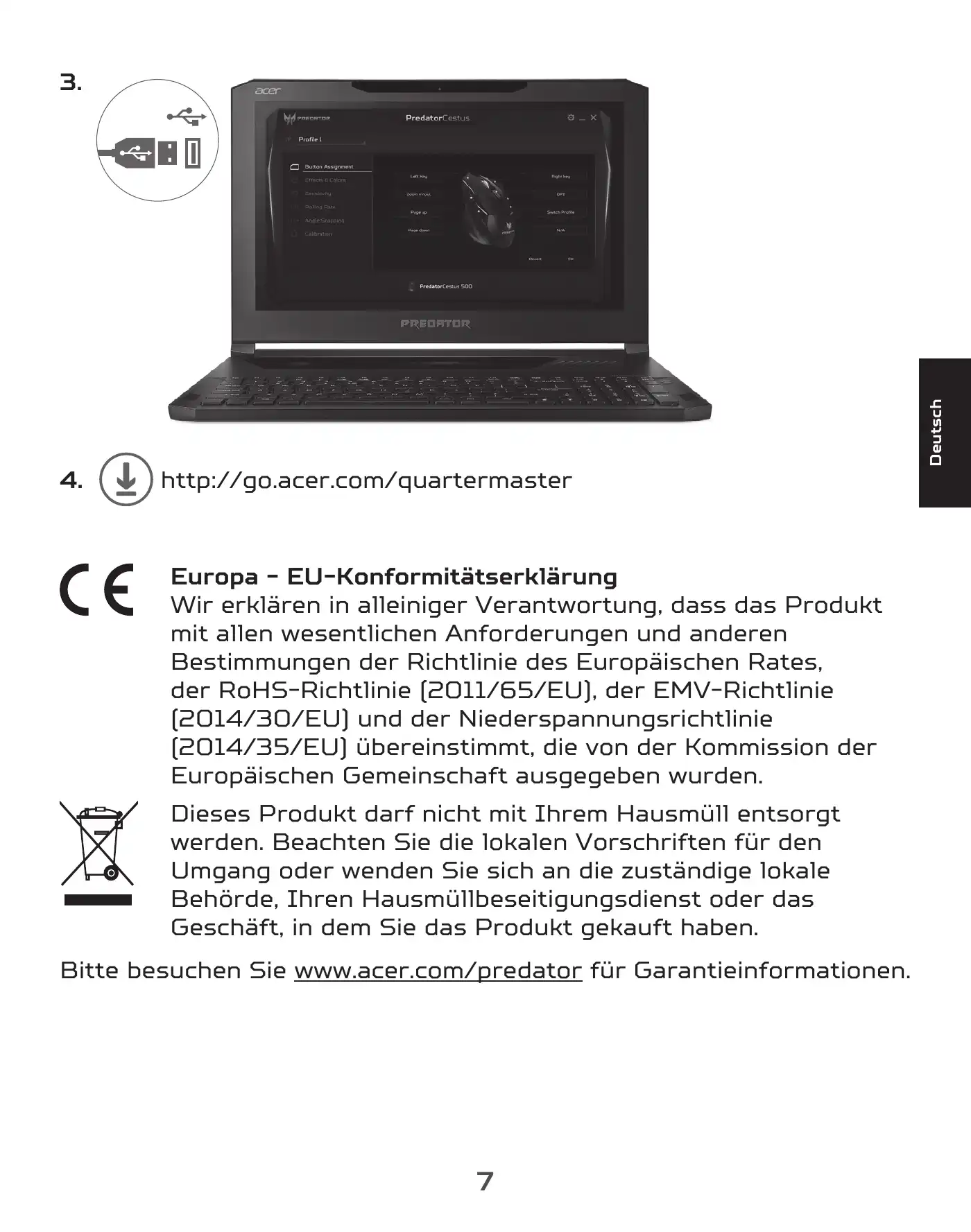 Acer PREDATOR CESTUS 500 Quick Start Manual Manual pdf 9 page image