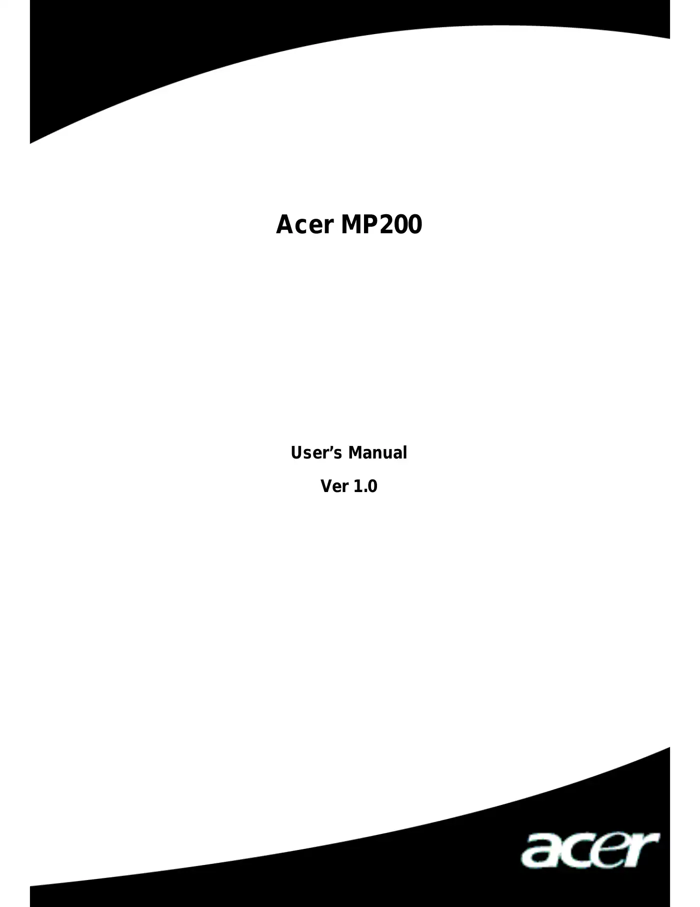 Acer MP200 User Manual Manual pdf 1 page image