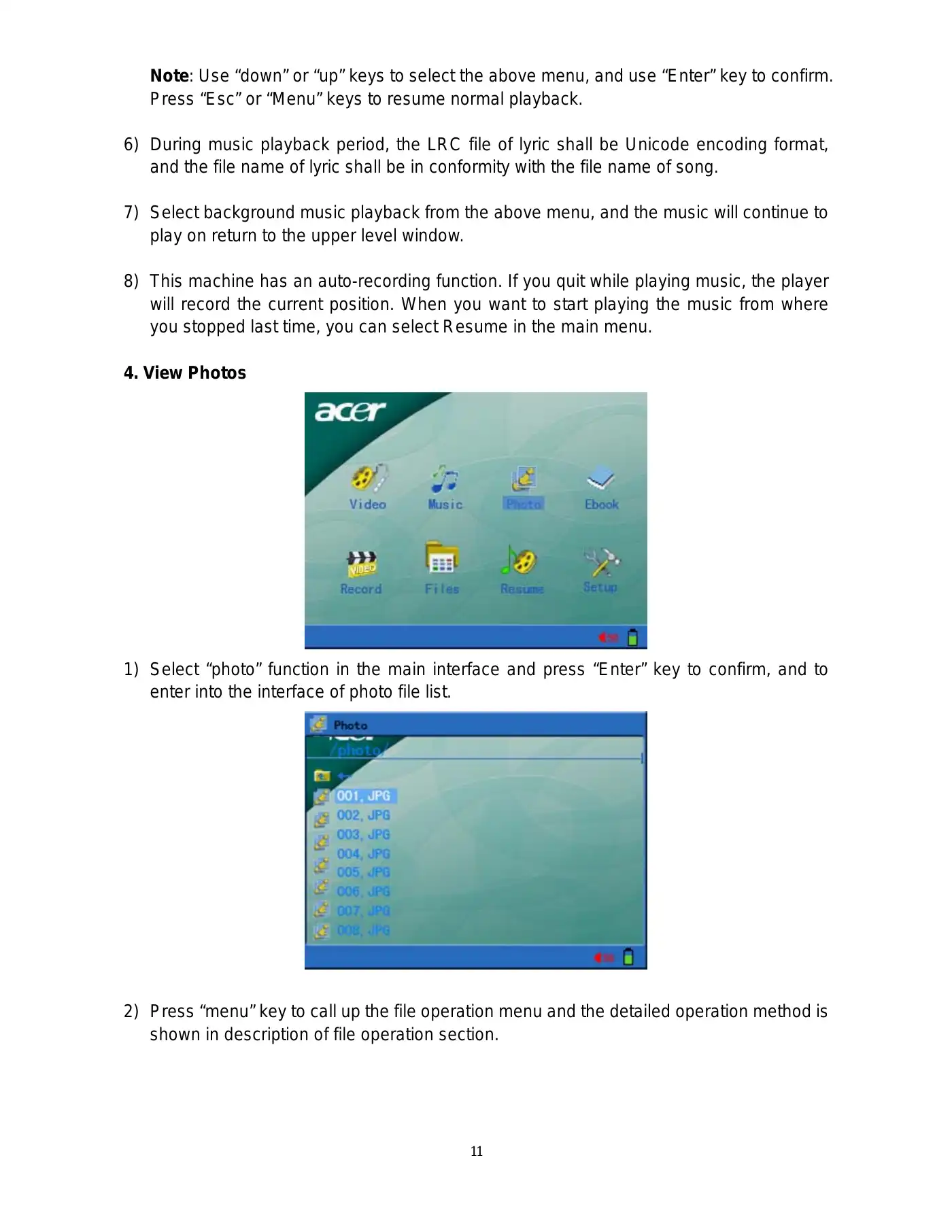 Acer MP400 User Manual Manual pdf 13 page image