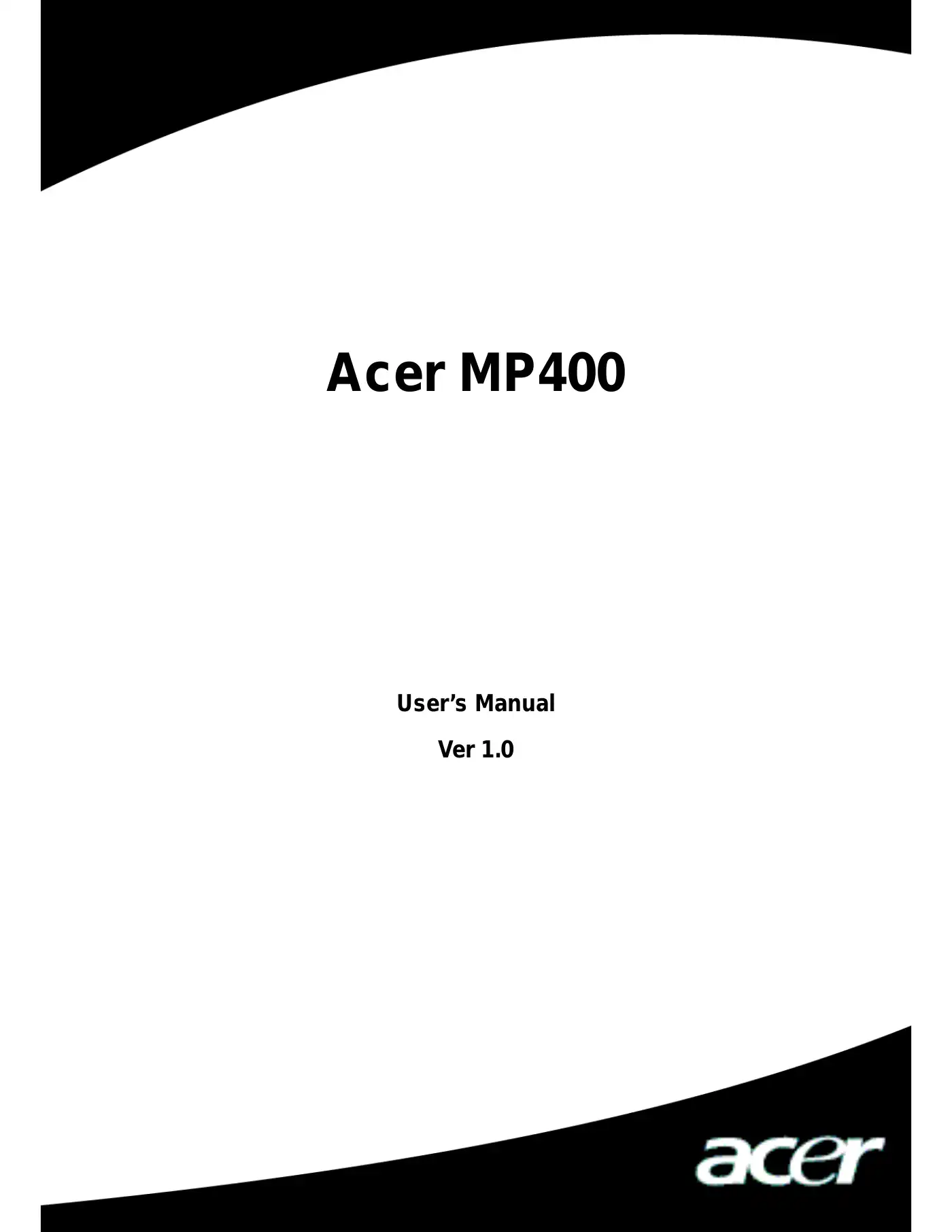 Acer MP400 User Manual Manual pdf 1 page image