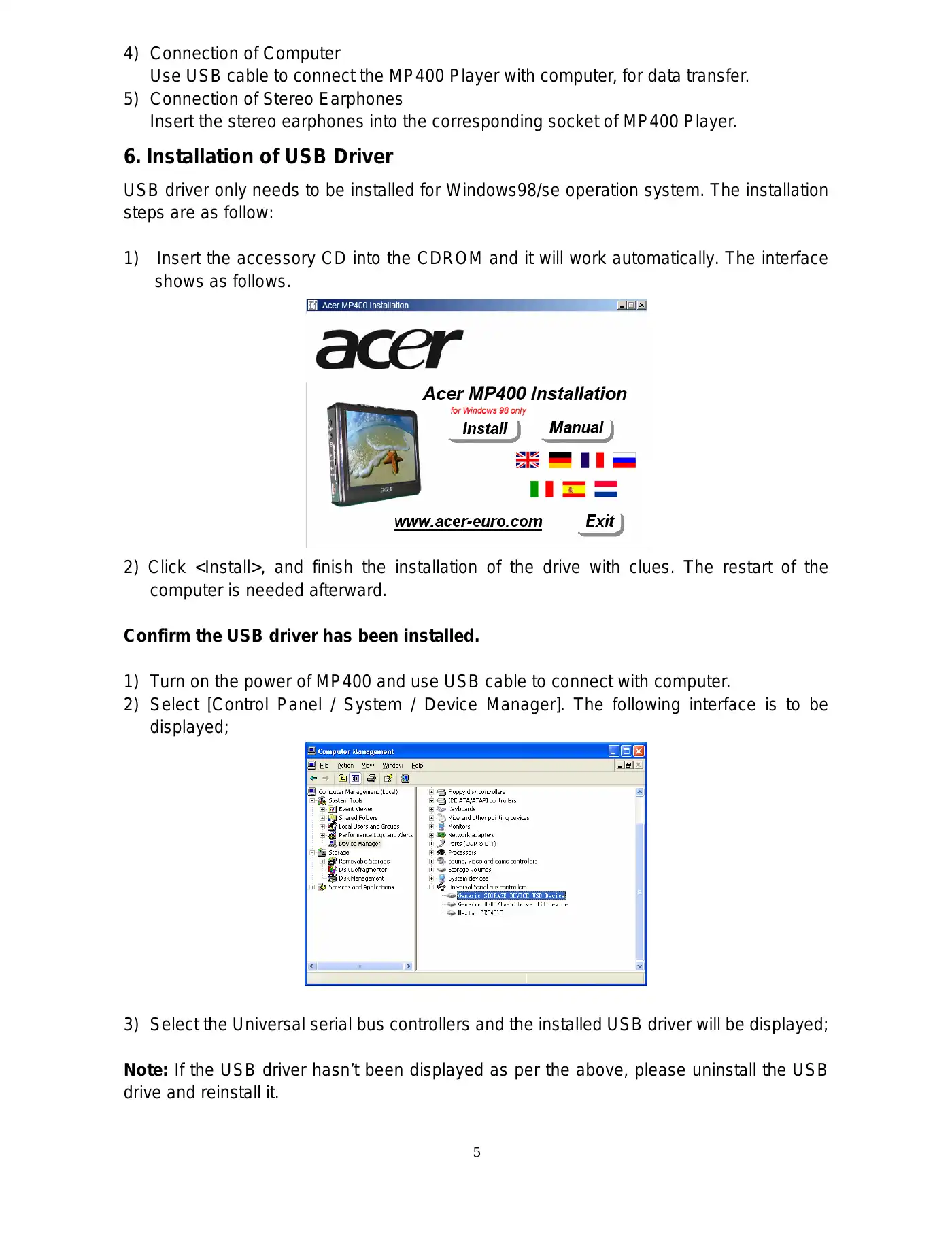 Acer MP400 User Manual Manual pdf 7 page image