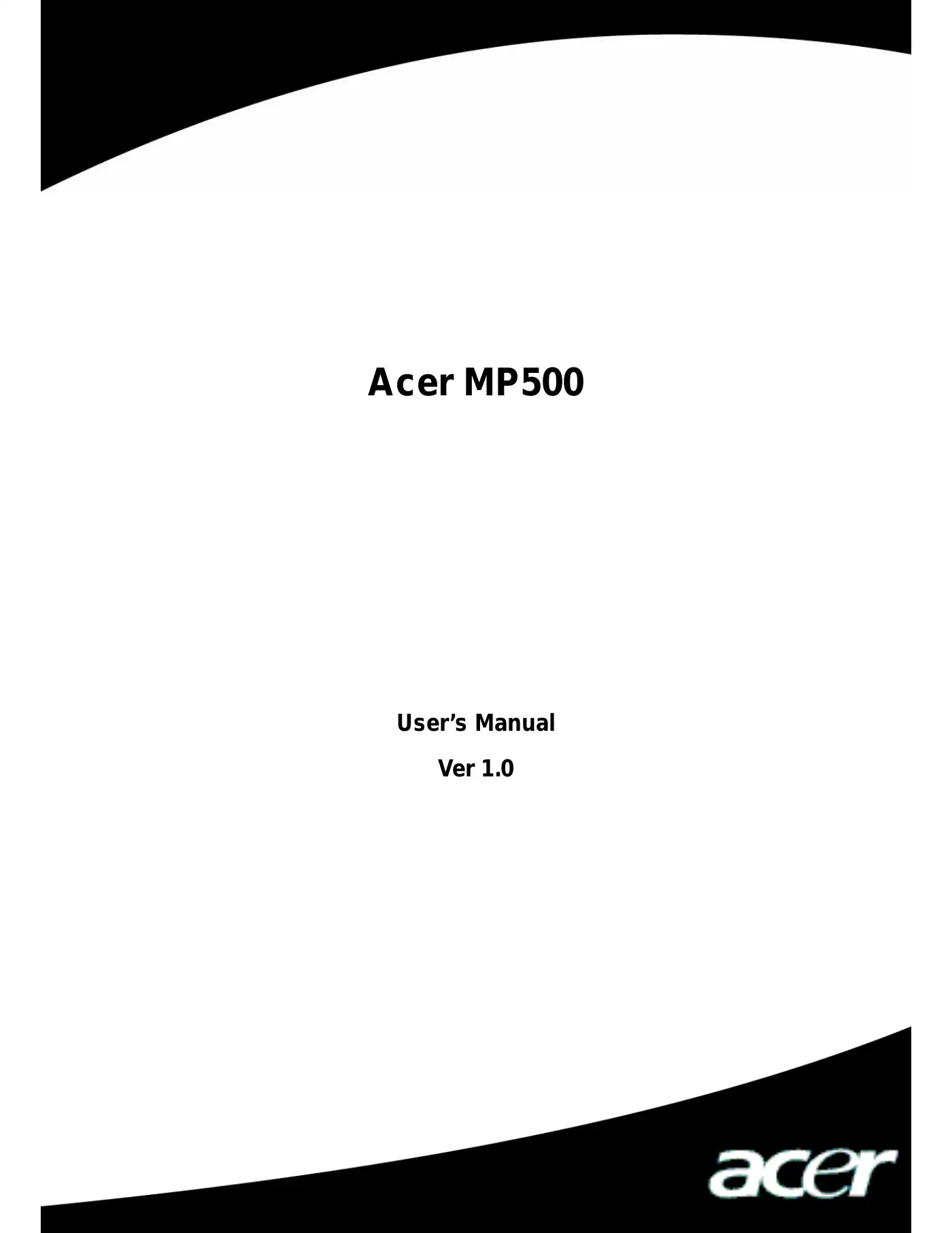 Acer MP500 User Manual Manual pdf 1 page image