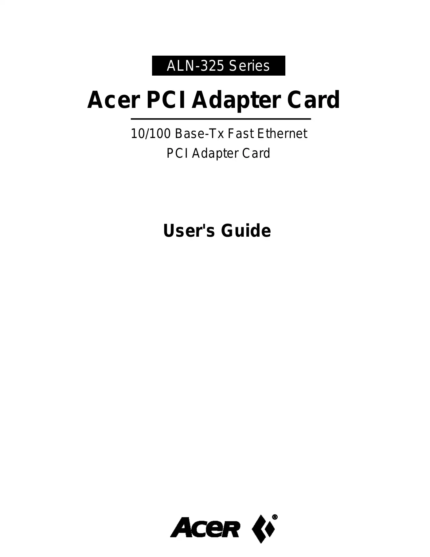 Acer ALN-325 Series User Manual Manual pdf 1 page image