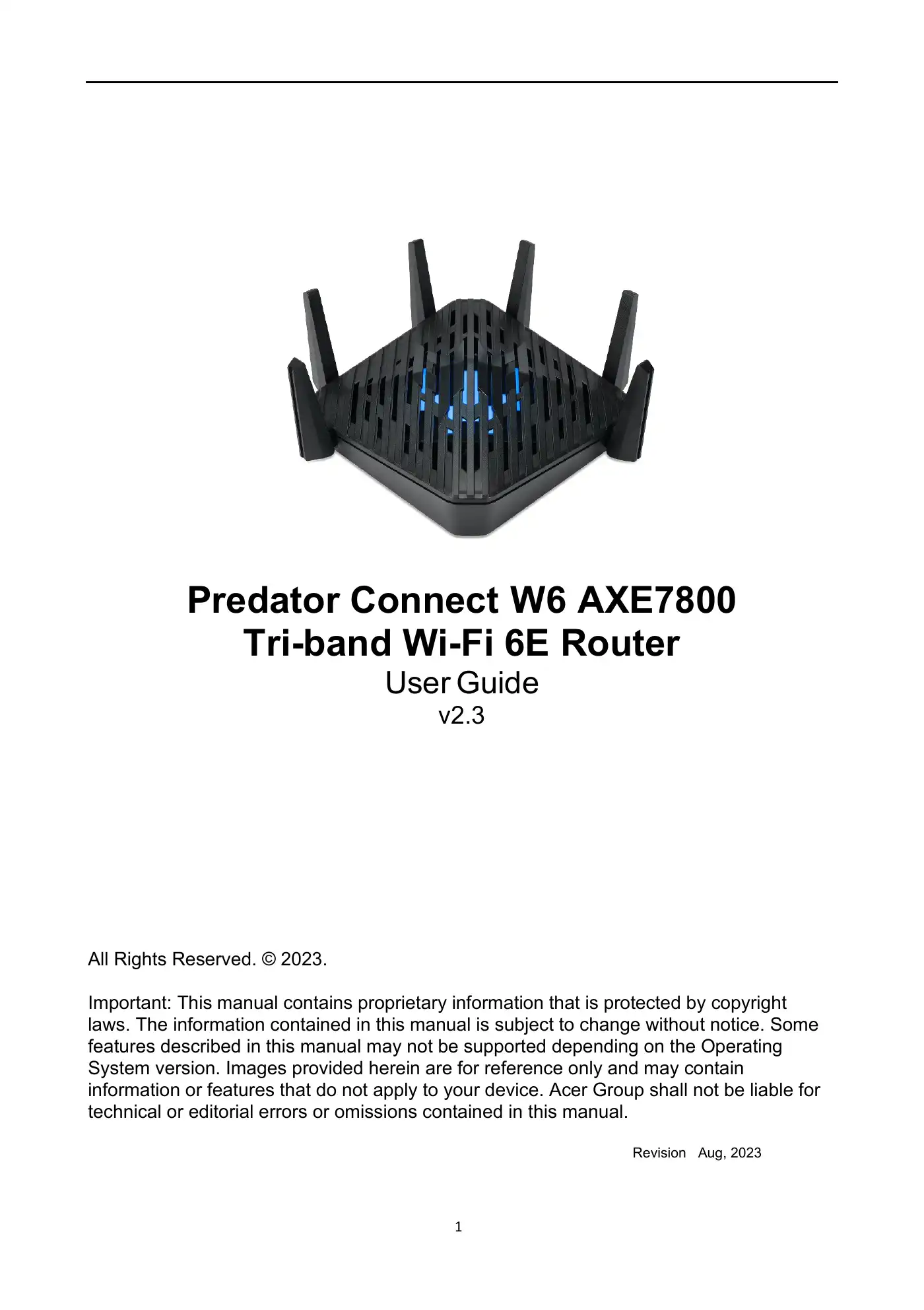 Acer Predator Connect W6 User Manual Manual pdf 1 page image