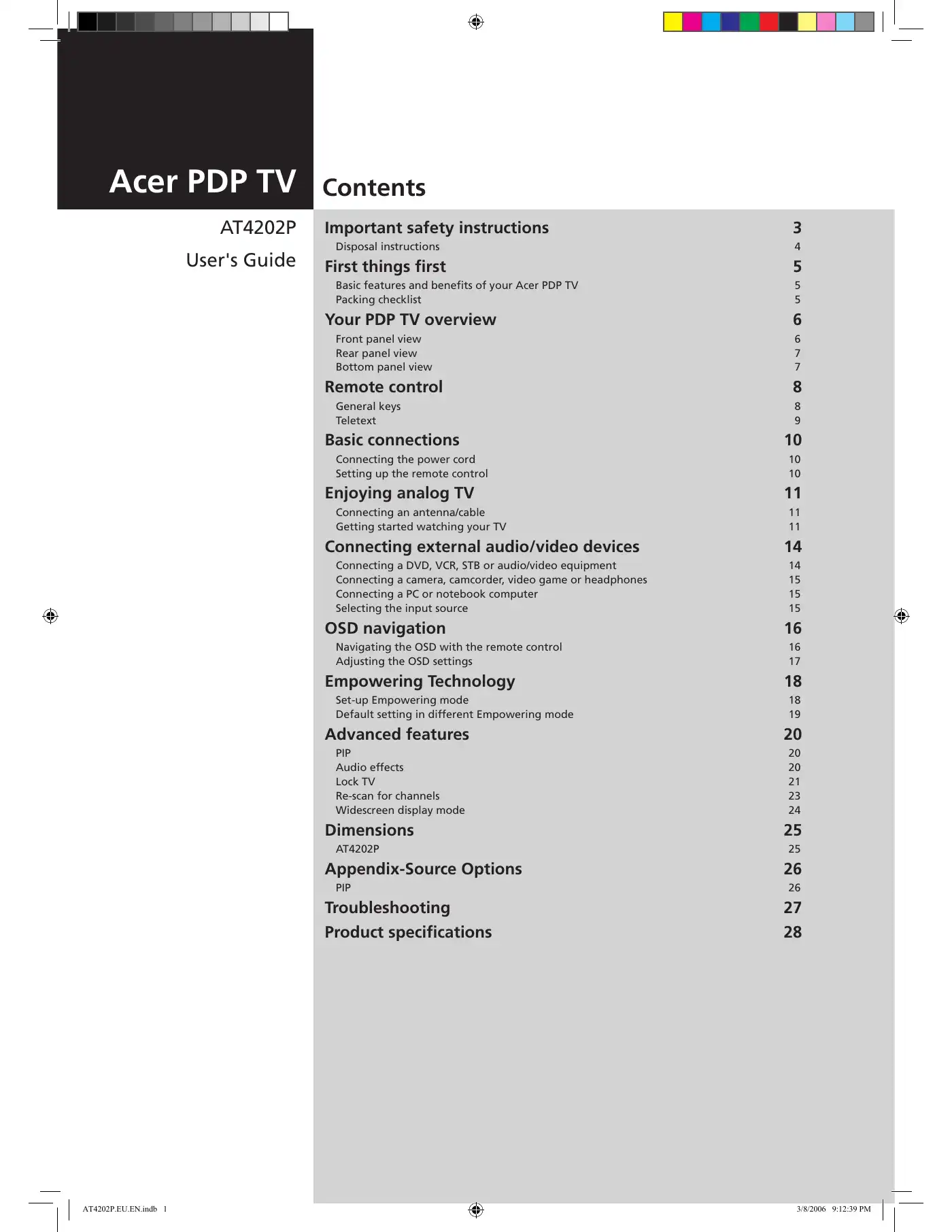 Acer AT4202P User Manual Manual pdf 1 page image