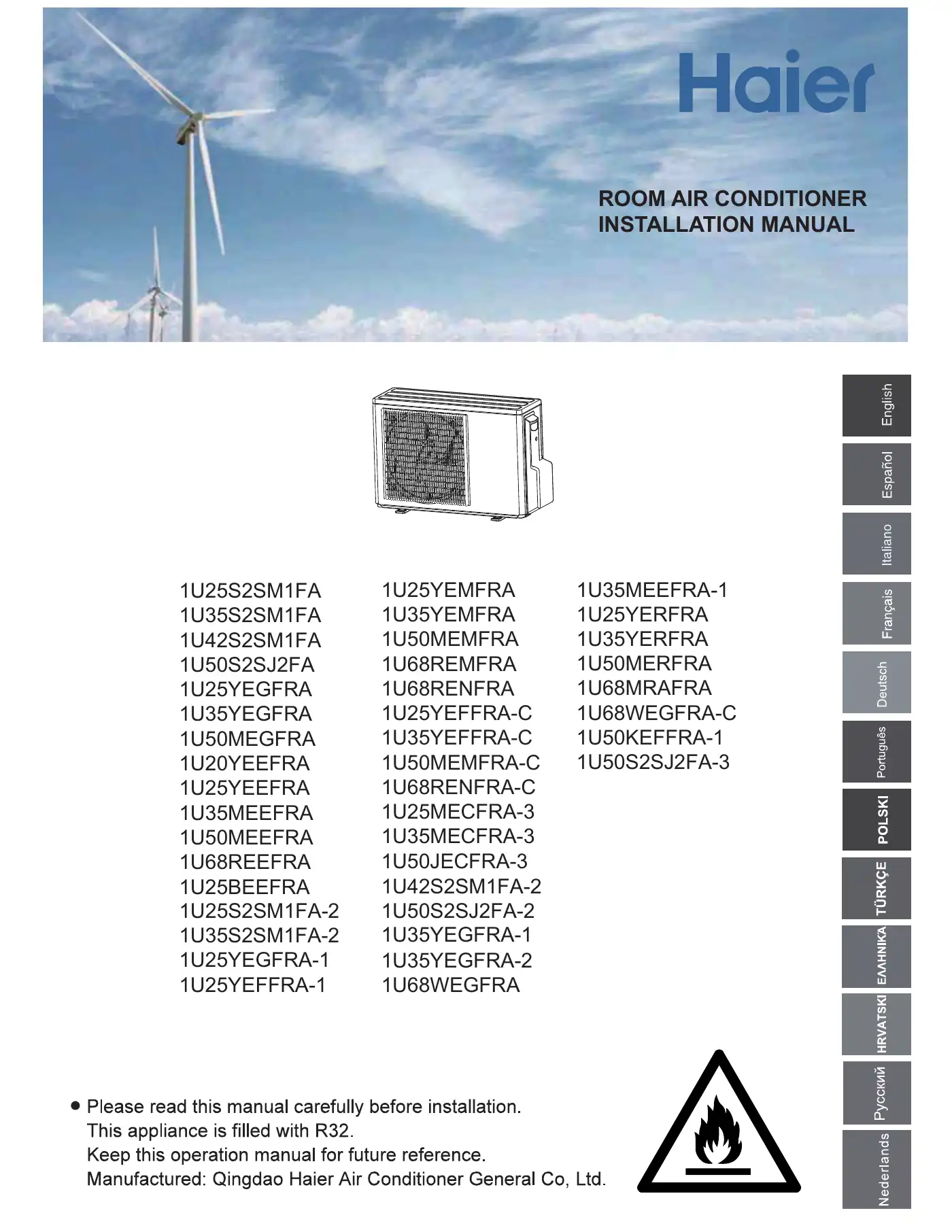 Haier 1U25S2SM1FA Instruction Manual Manual pdf 1 page image