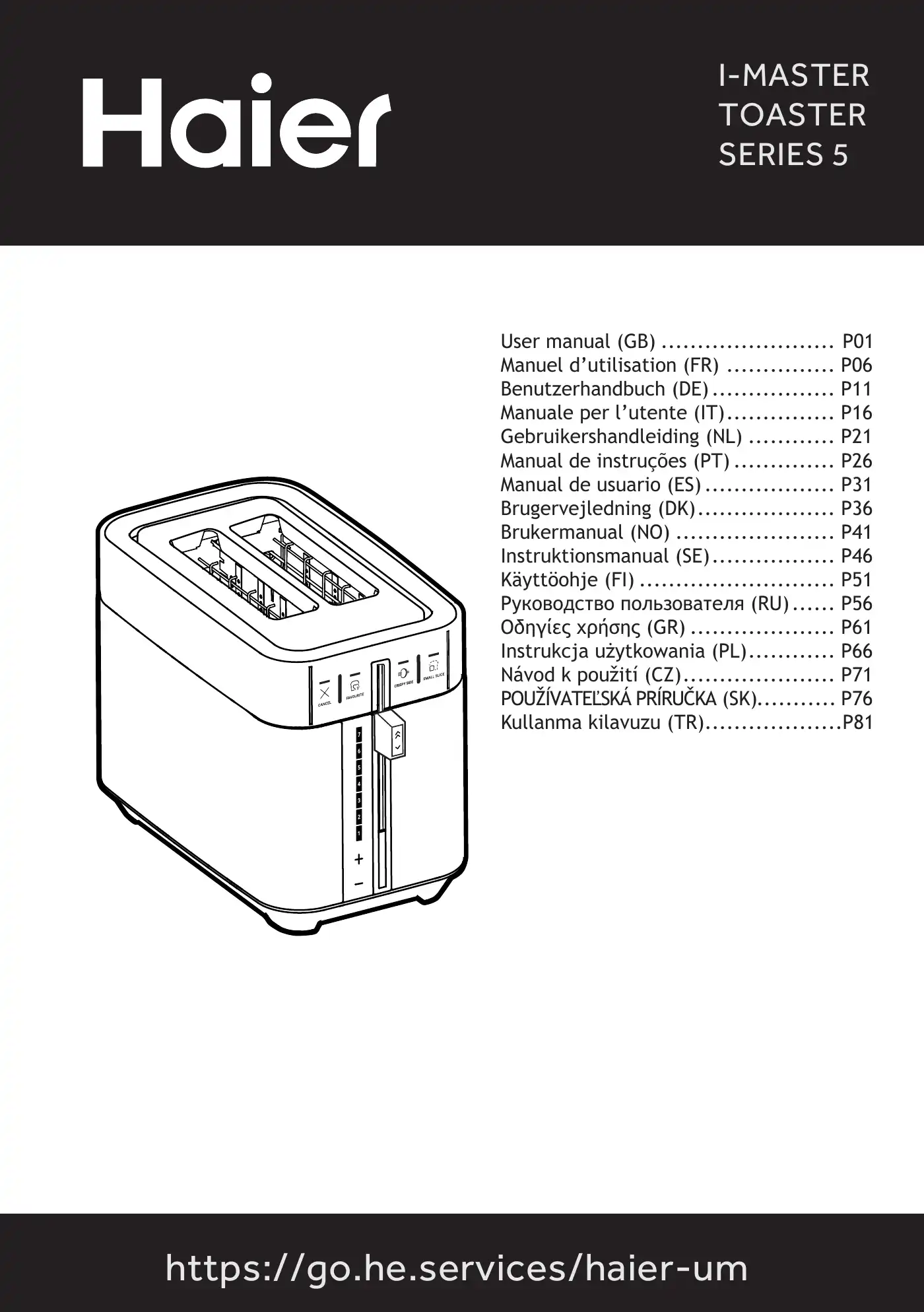 Haier I-MASTER 5 Series User Manual Manual pdf 1 page image