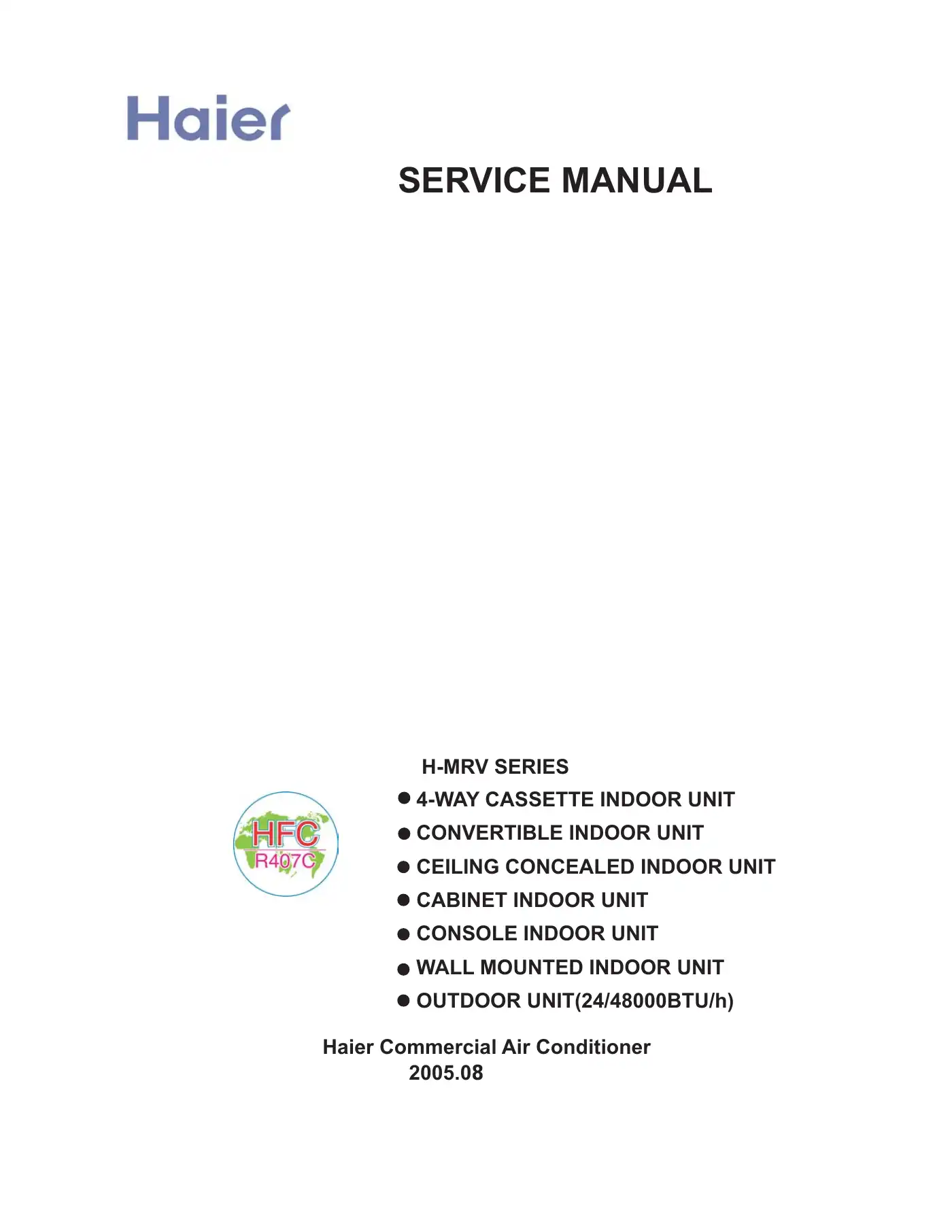 Haier H-MRV Series Service Manual Manual pdf 1 page image
