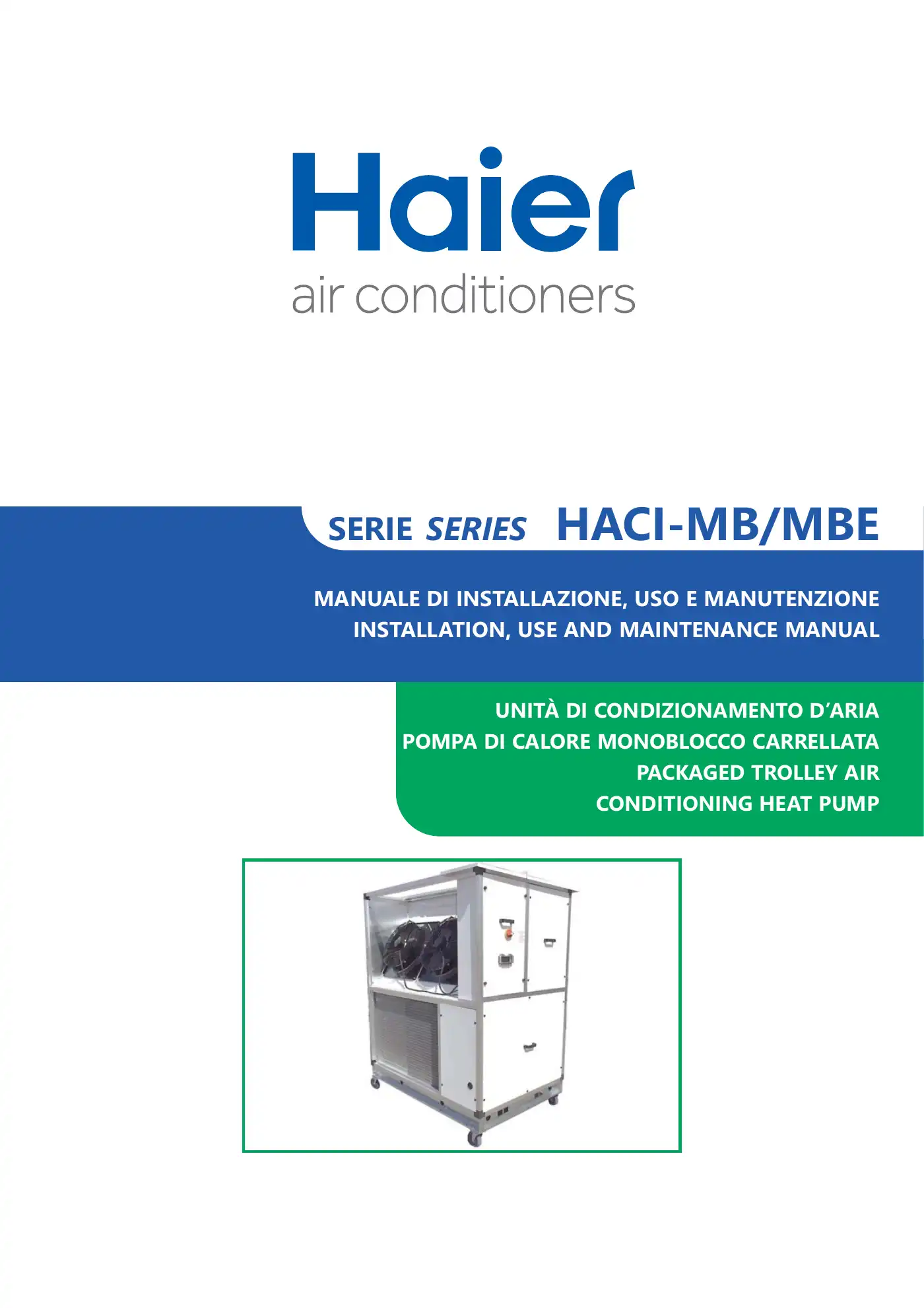 Haier HACI-MB Series Installation, Use And Maintenance Manual Manual pdf 1 page image