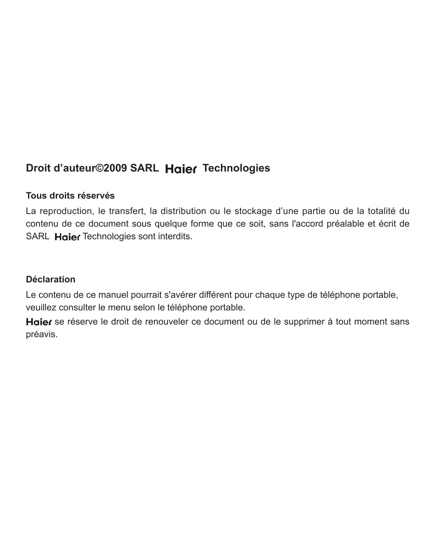 Haier A67 User Manual Manual pdf 1 page image