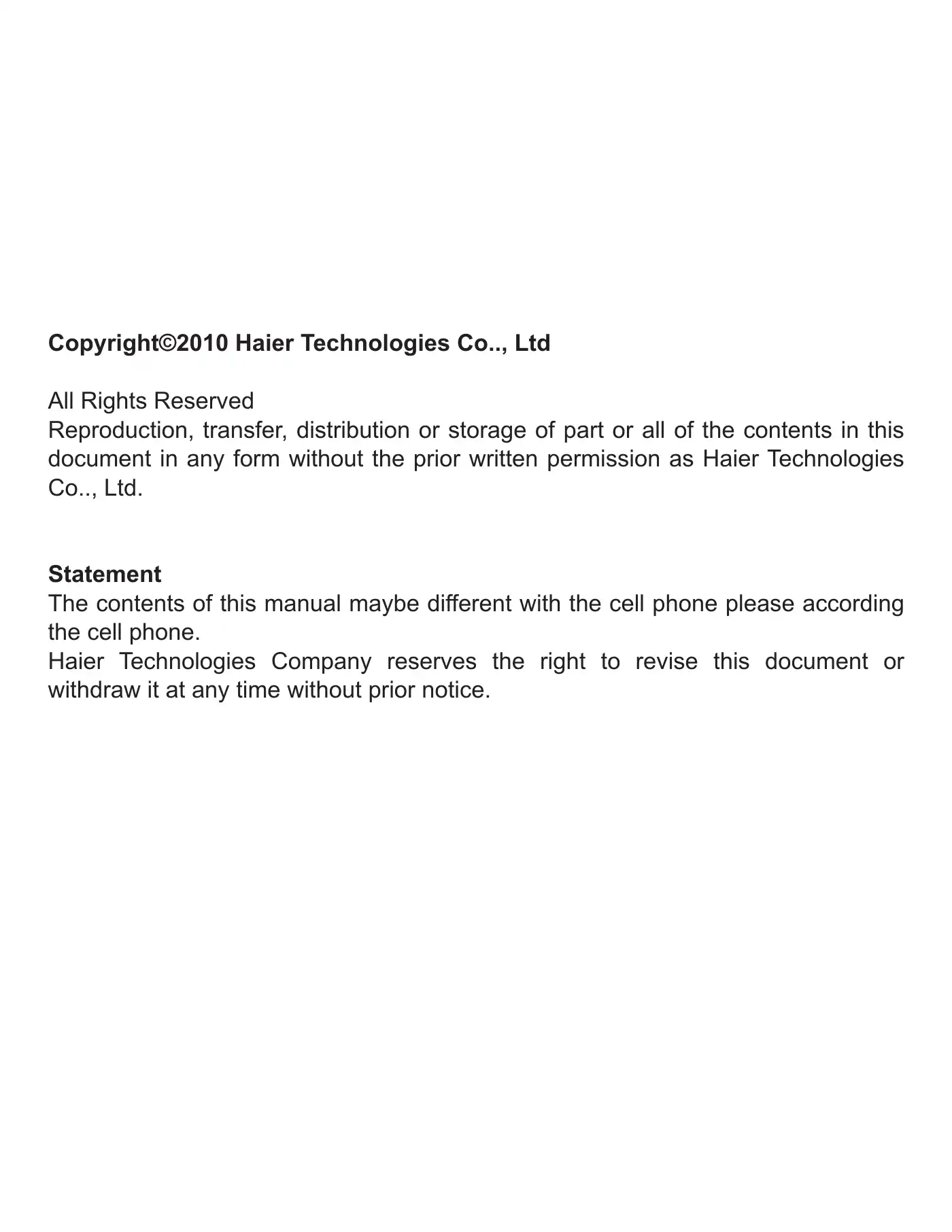 Haier C1100 User Manual Manual pdf 1 page image