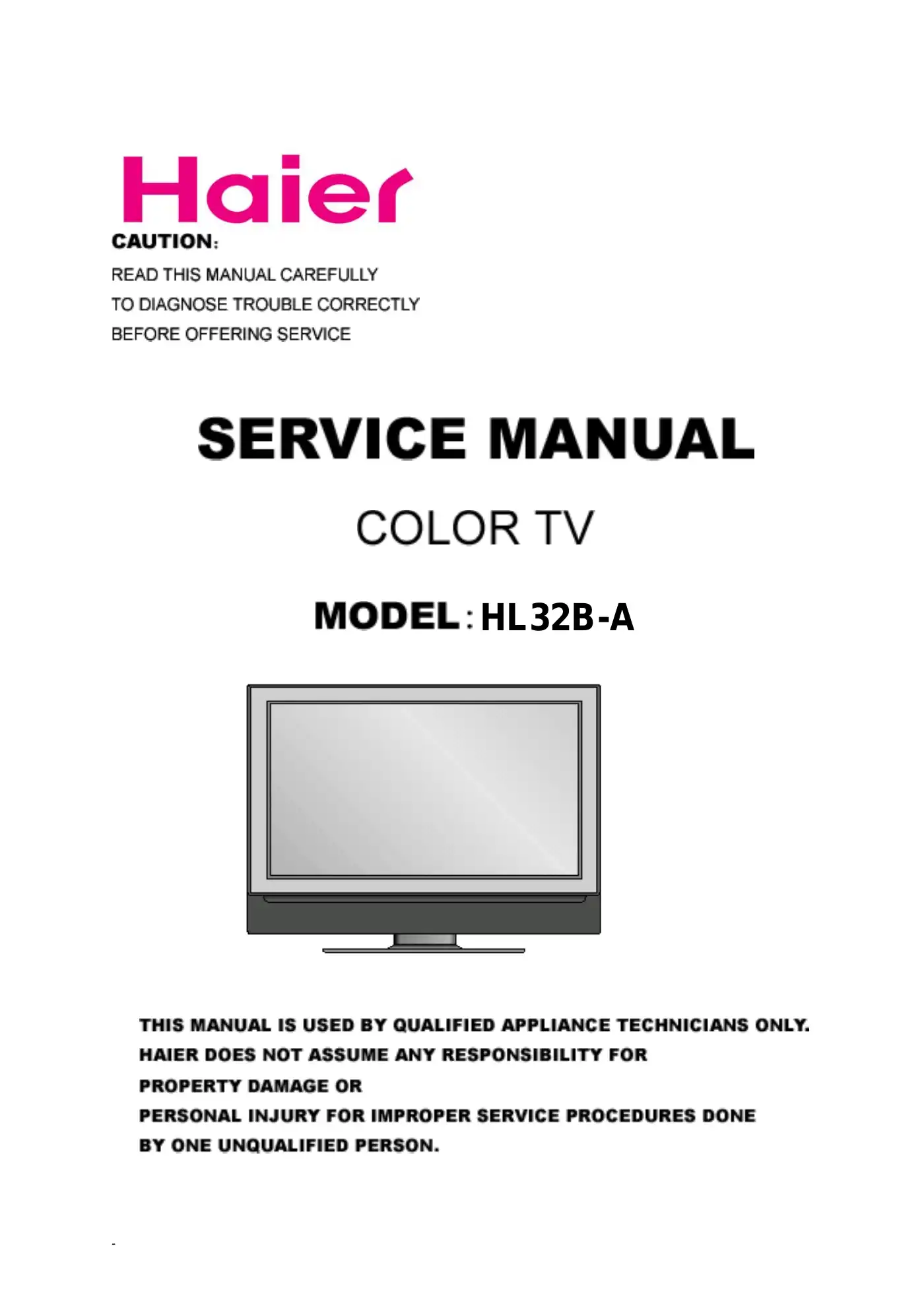 Haier HL32B-A Service Manual Manual pdf 1 page image