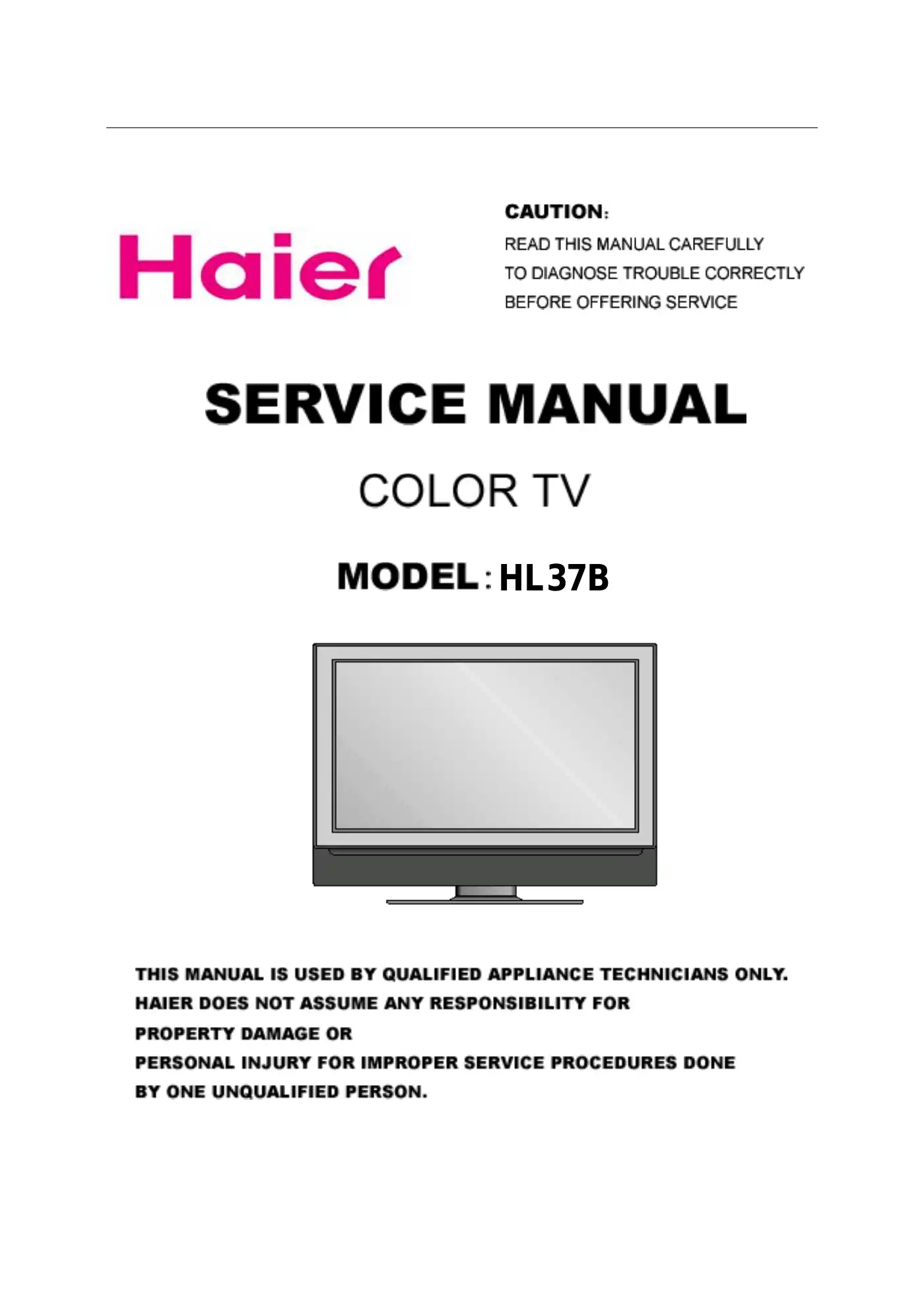 Haier HL37B Service Manual Manual pdf 1 page image