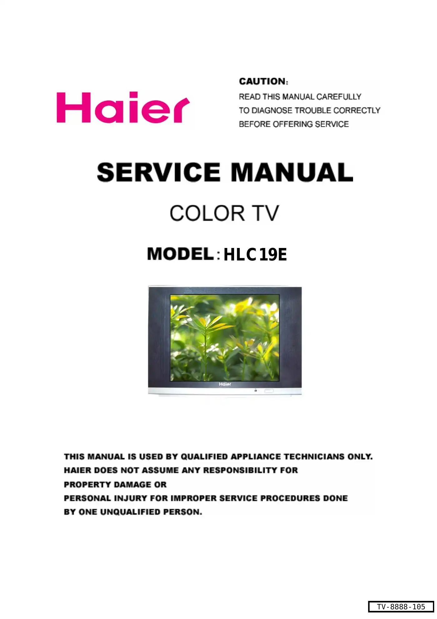 Haier HLC19E Service Manual Manual pdf 1 page image