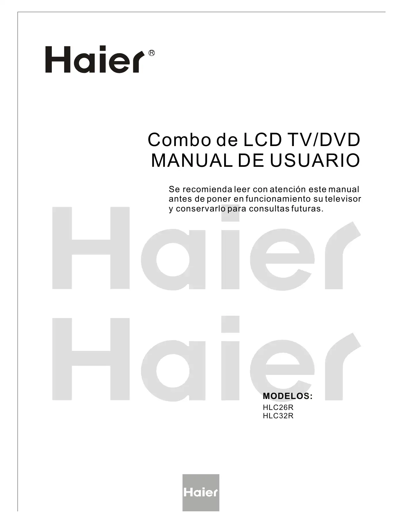 Haier HLC26B - 26" LCD TV Manual De Usuario Manual pdf 1 page image