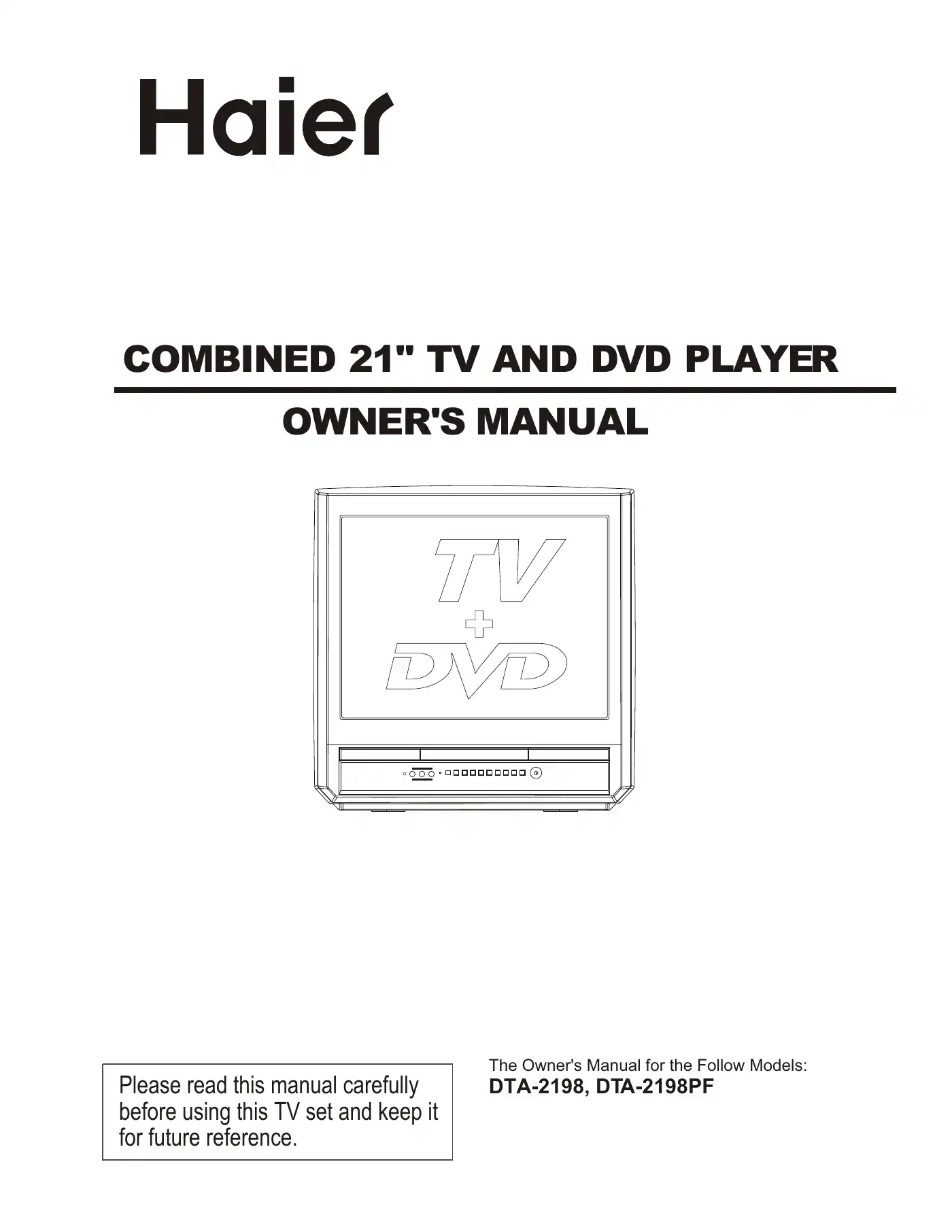 Haier DTA-2198PF Owner's Manual Manual pdf 1 page image