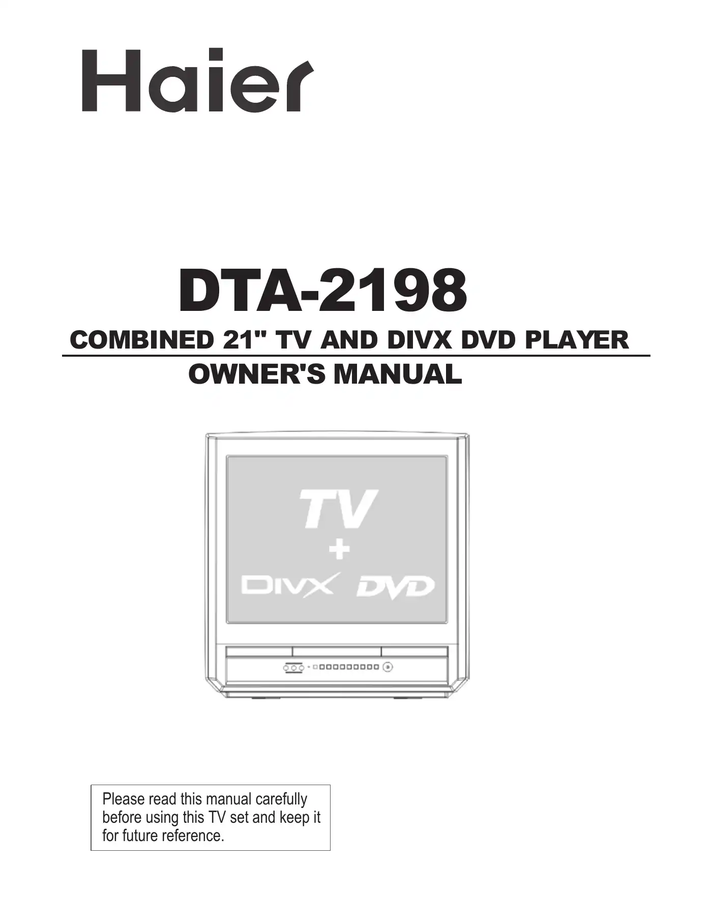 Haier DTA-2198 Owner's Manual Manual pdf 1 page image
