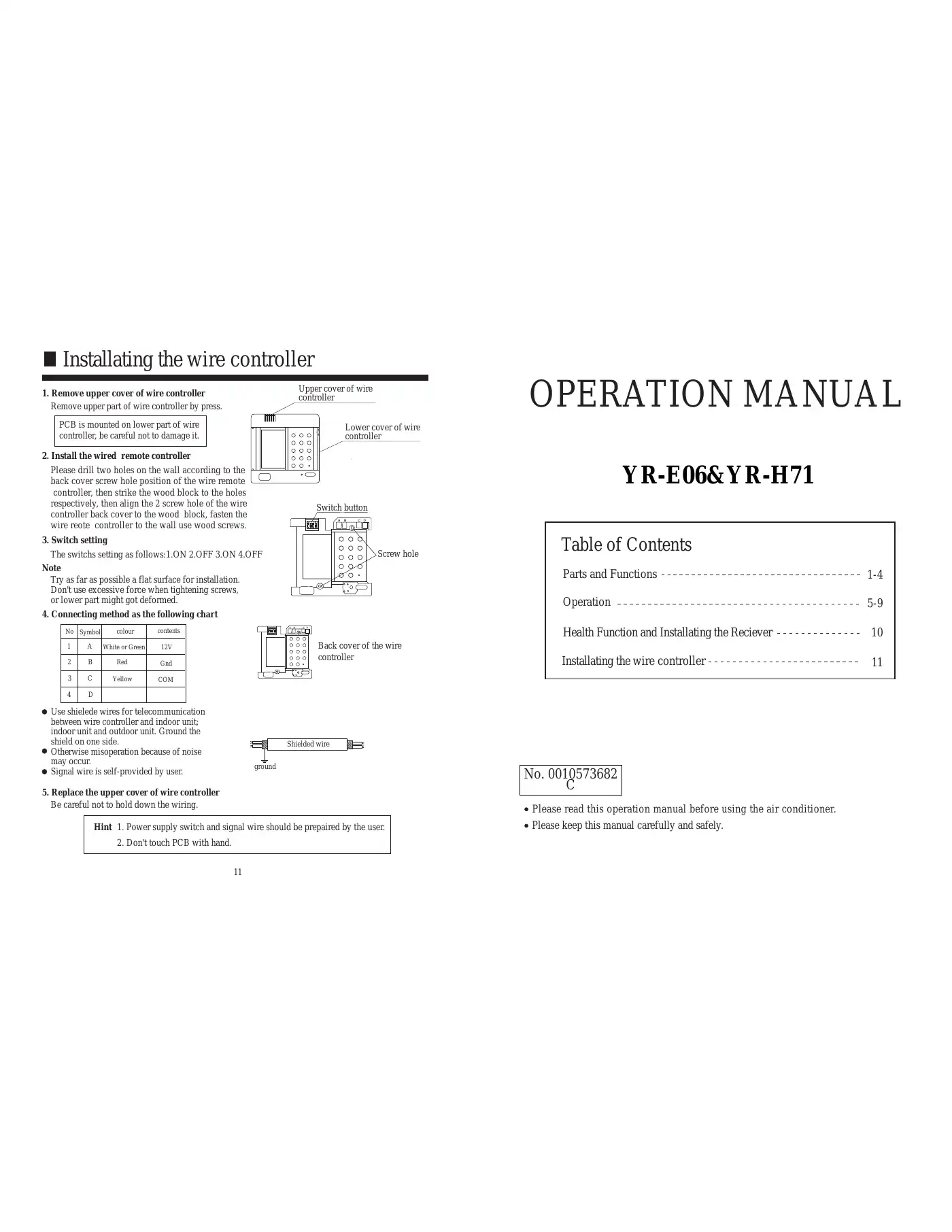 Haier YR-E06 Operation Manual Manual pdf 1 page image