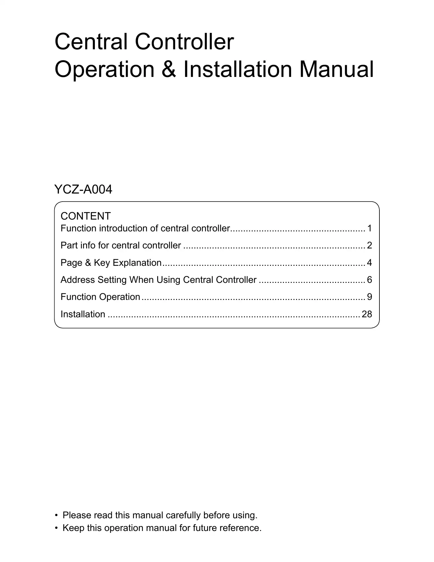Haier YCZ-A004 Operation & Installation Manual Manual pdf 1 page image