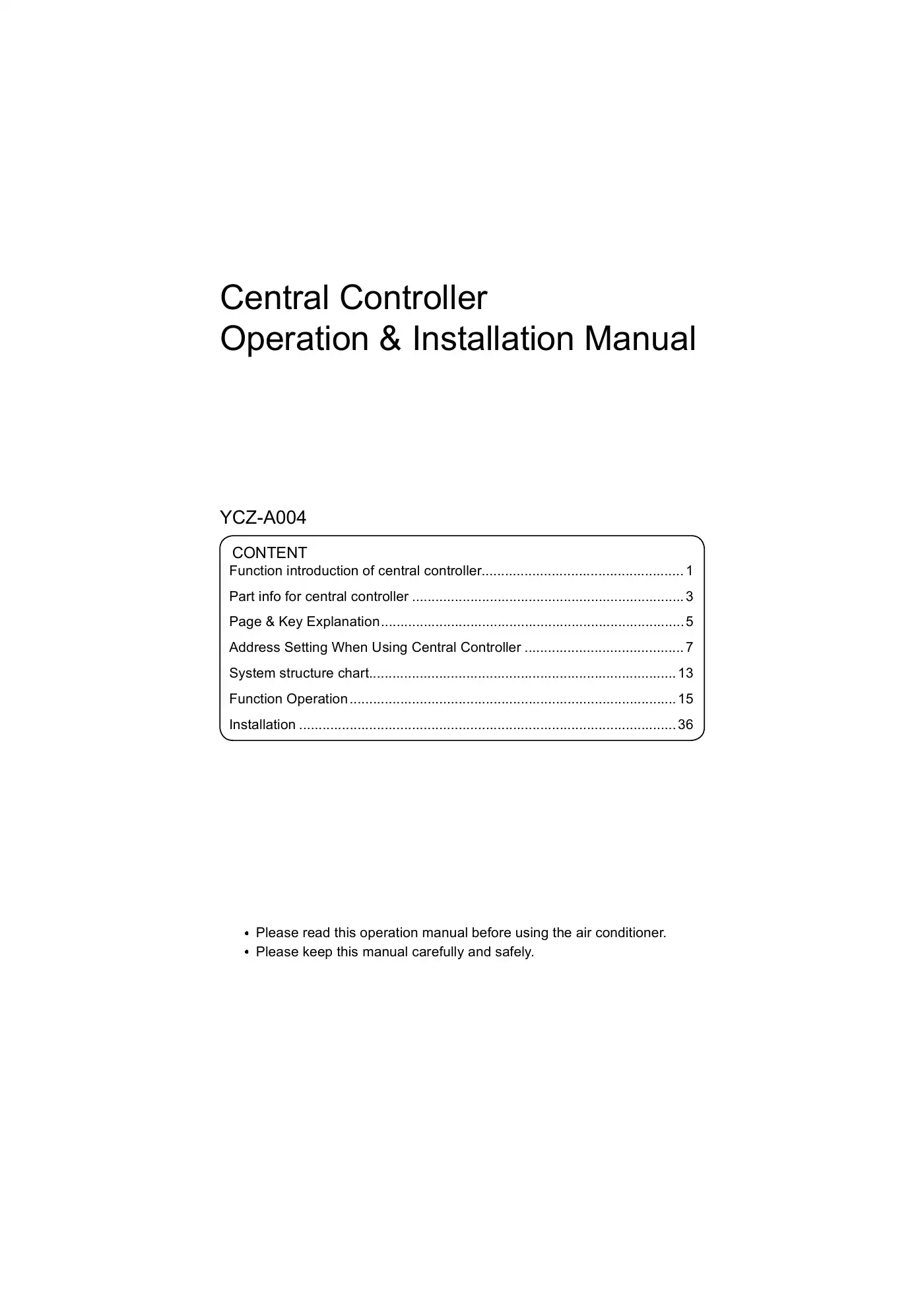 Haier YCZ-A004 Operation & Installation Manual Manual pdf 1 page image
