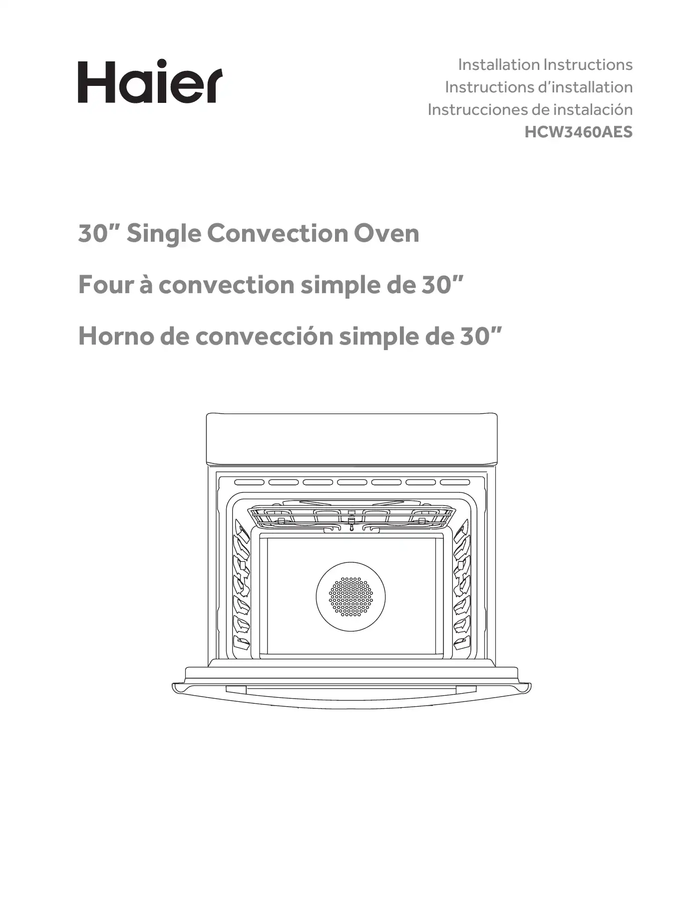 Haier HCW3460AES Installation Instructions Manual Manual pdf 1 page image