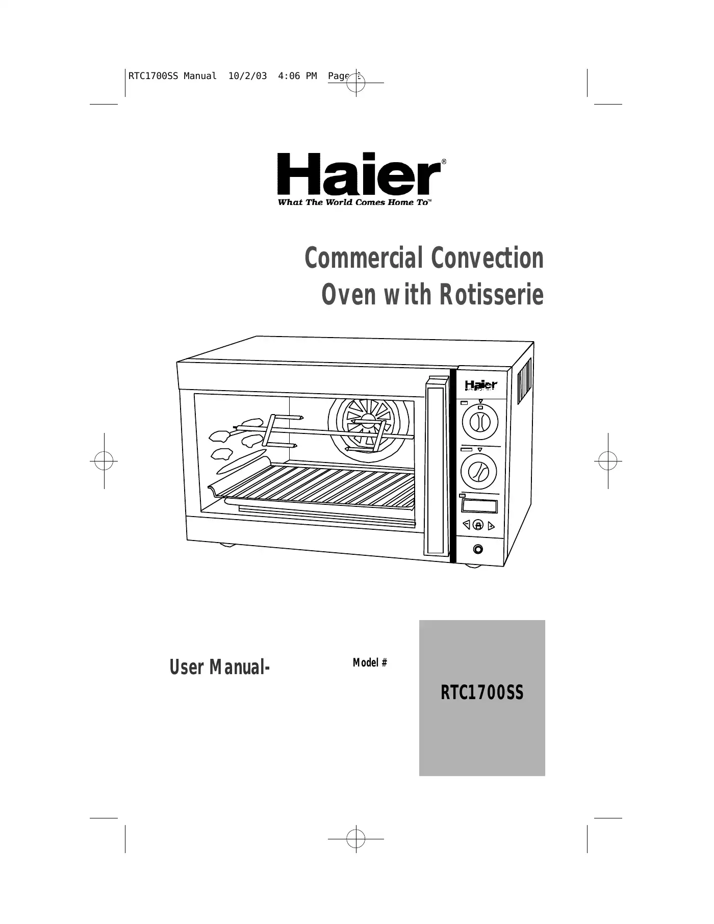 Haier RTC1700SS User Manual Manual pdf 1 page image