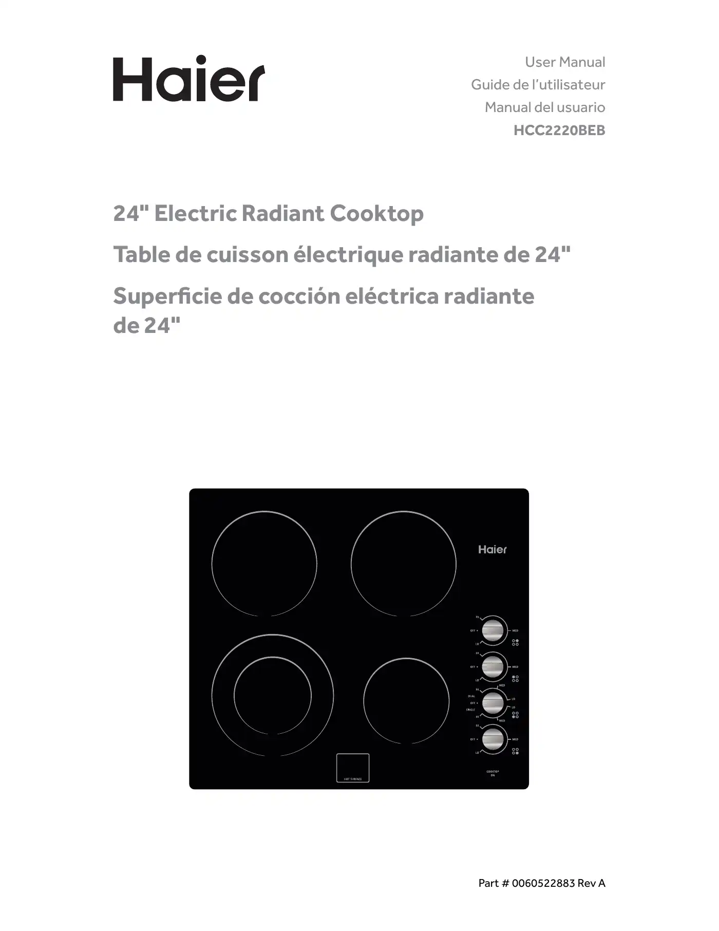 Haier HCC2220BEB User Manual Manual pdf 1 page image