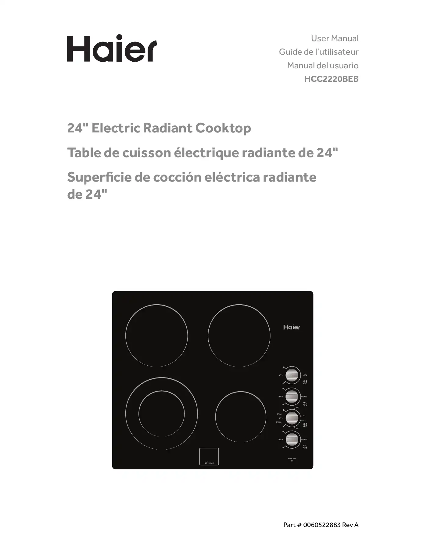 Haier HCC2220BEB User Manual Manual pdf 1 page image