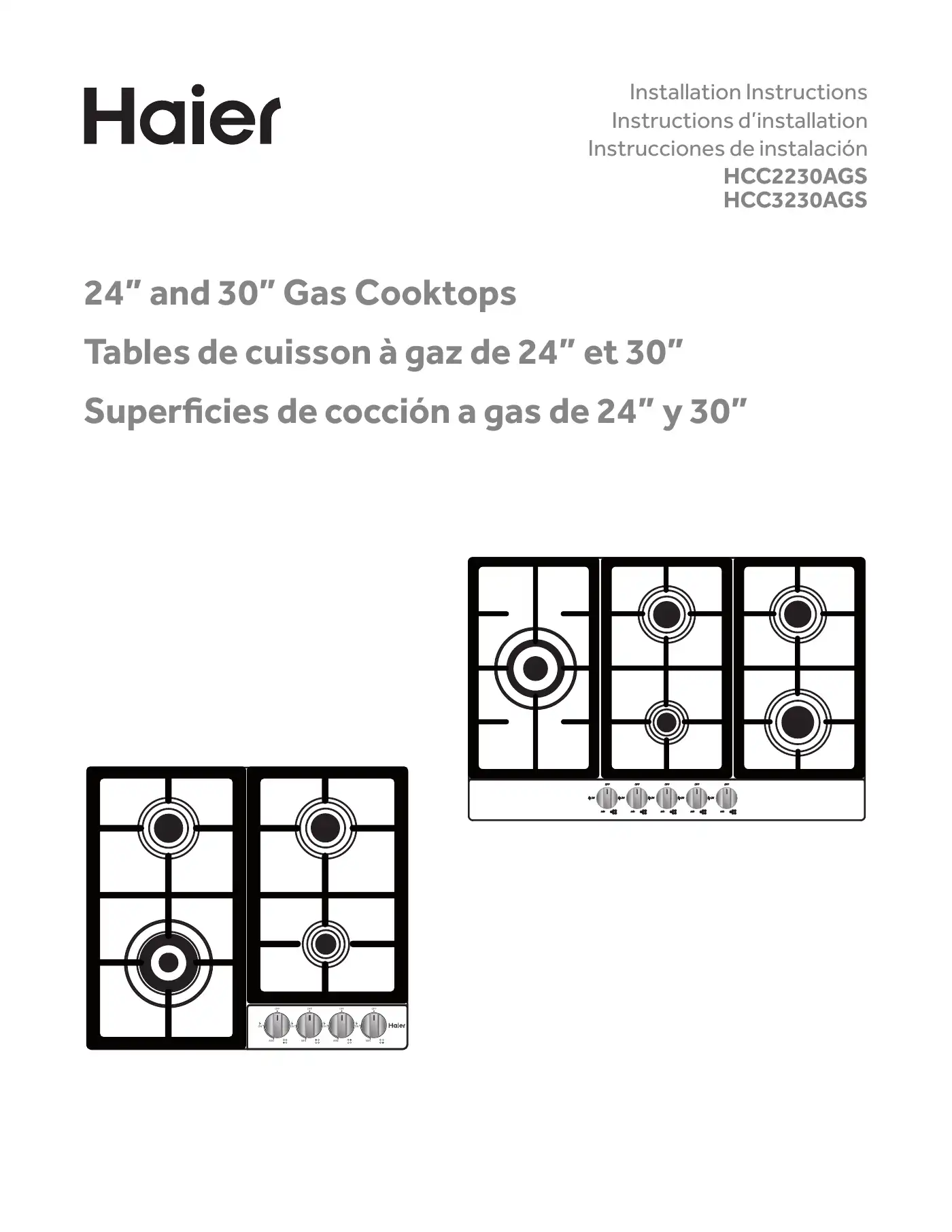 Haier HCC2230AGS Installation Instructions Manual Manual pdf 1 page image