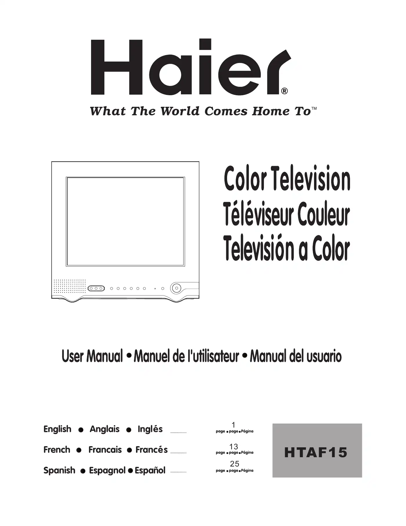 Haier HTAF15 User Manual Manual pdf 1 page image
