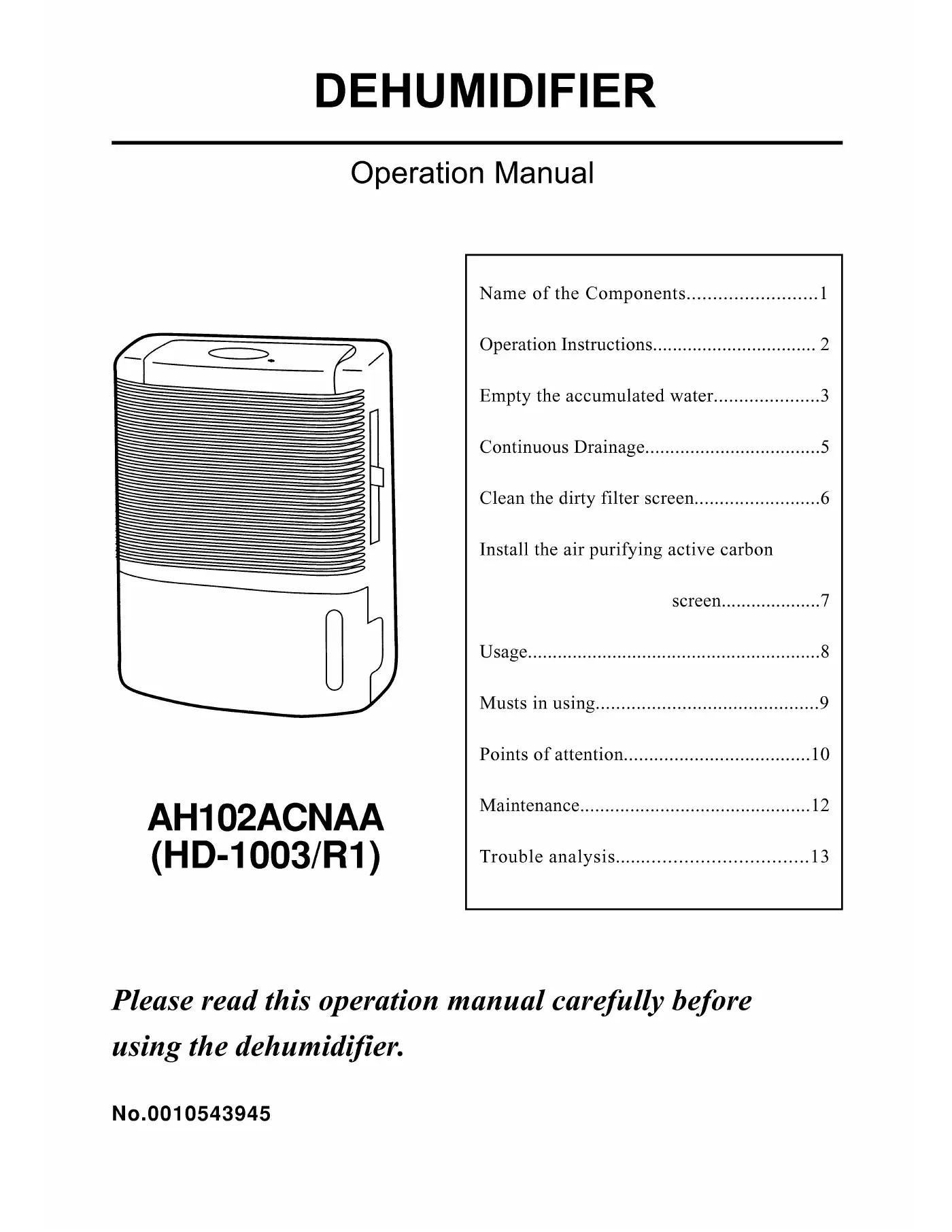 Haier AH102ACNAA Operation Manual Manual pdf 1 page image