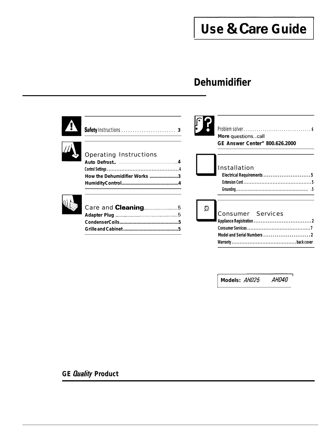 Haier AHD25 Use & Care Manual Manual pdf 1 page image