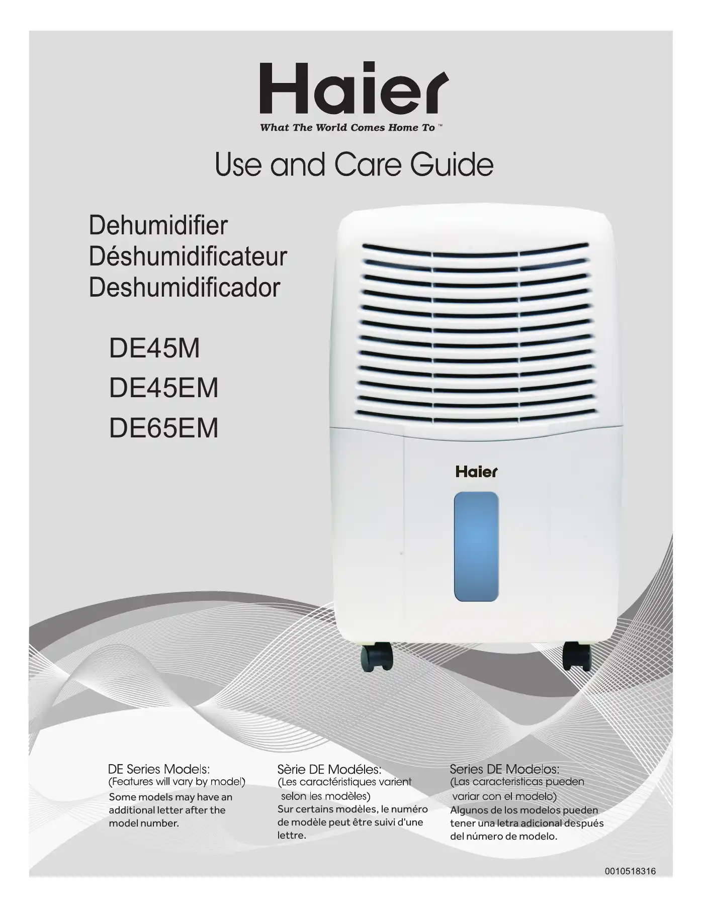 Haier DE45EM Use And Care Manual Manual pdf 1 page image