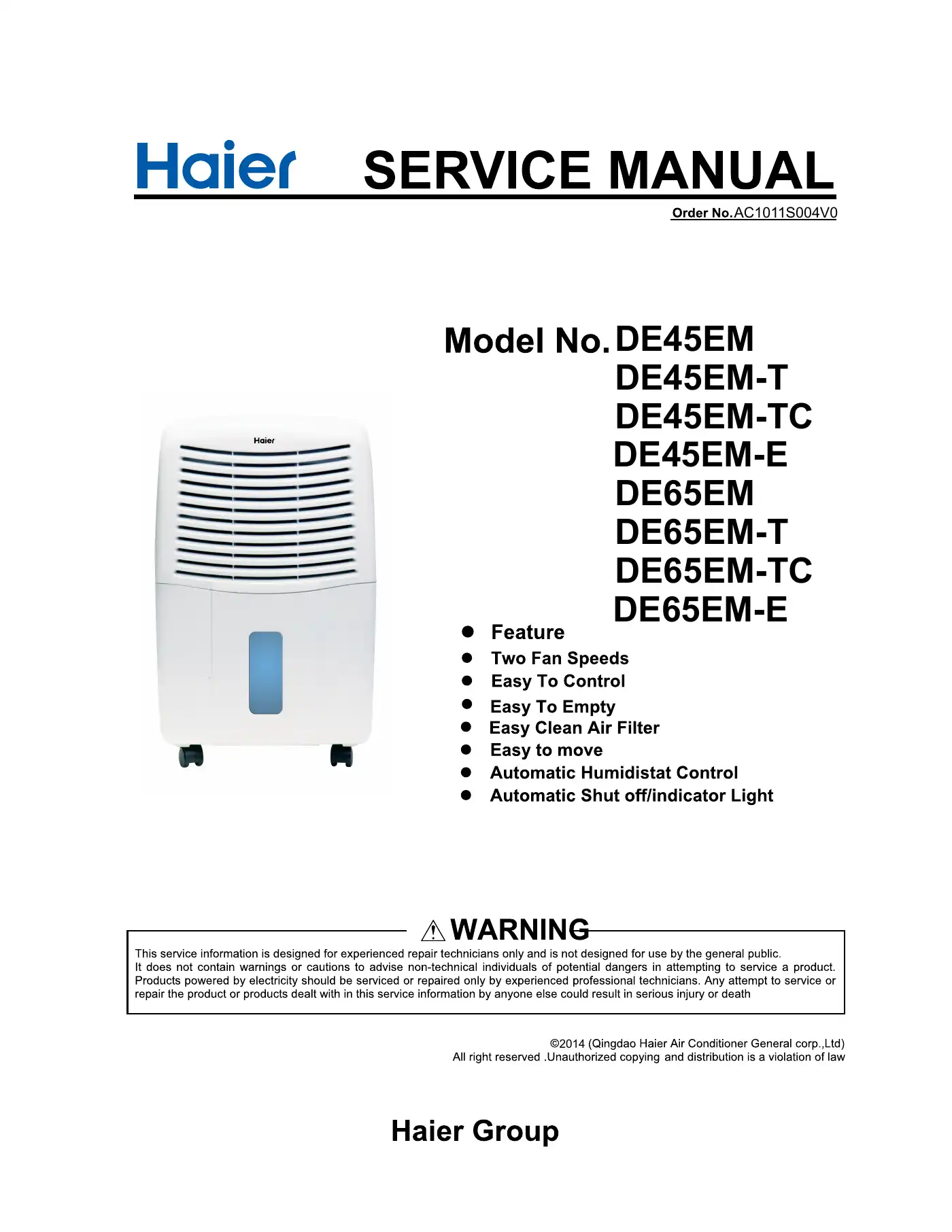 Haier Fan Service Manual Manual pdf 1 page image