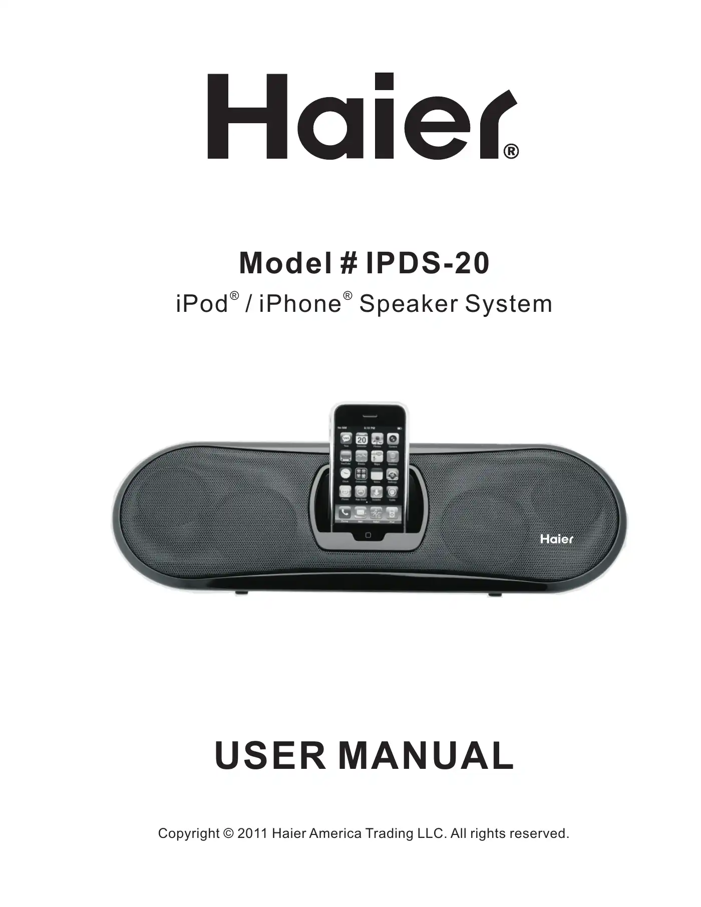 Haier IPOD IPDS-20 User Manual Manual pdf 1 page image