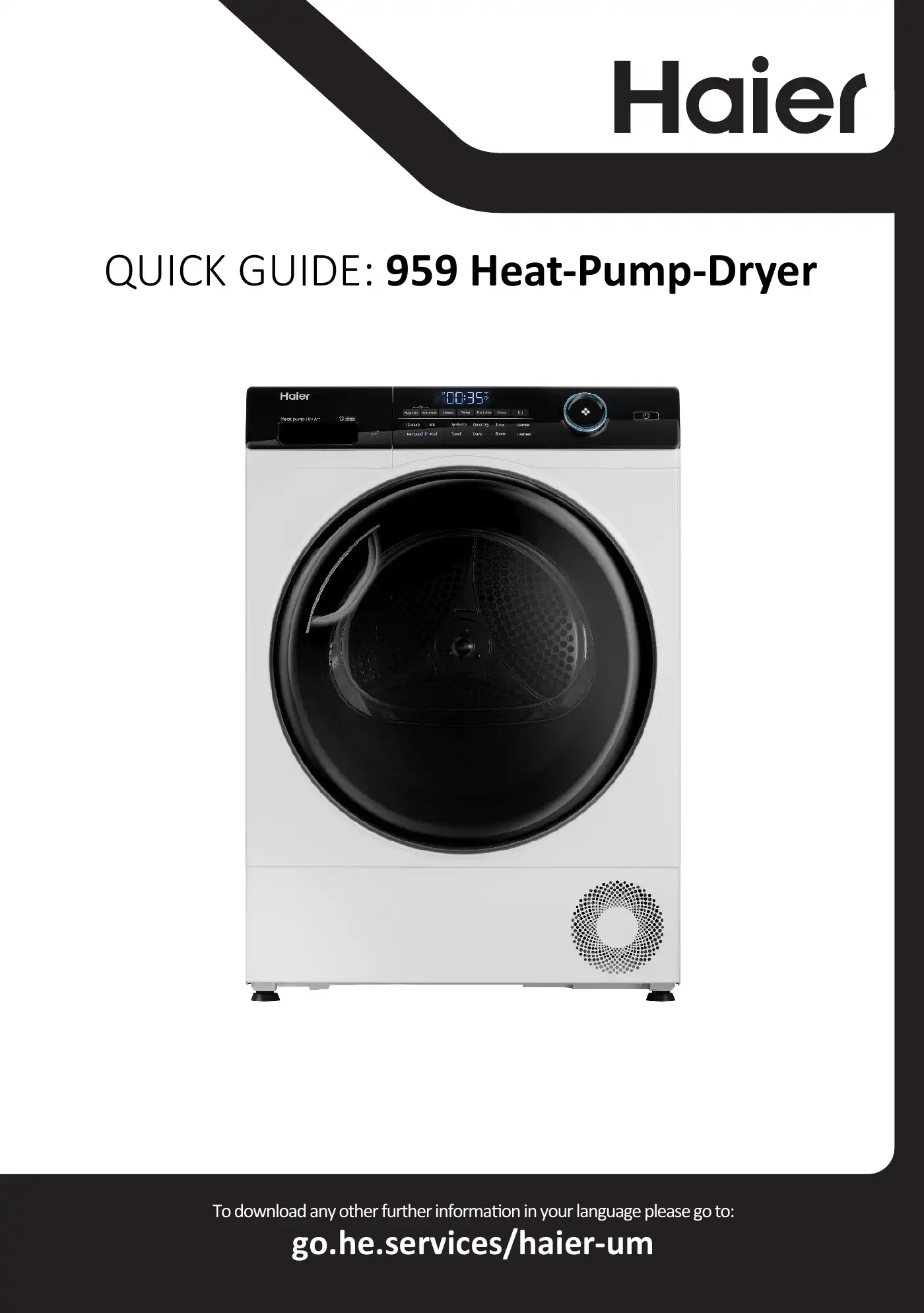 Haier 959 Quick Manual Manual pdf 1 page image