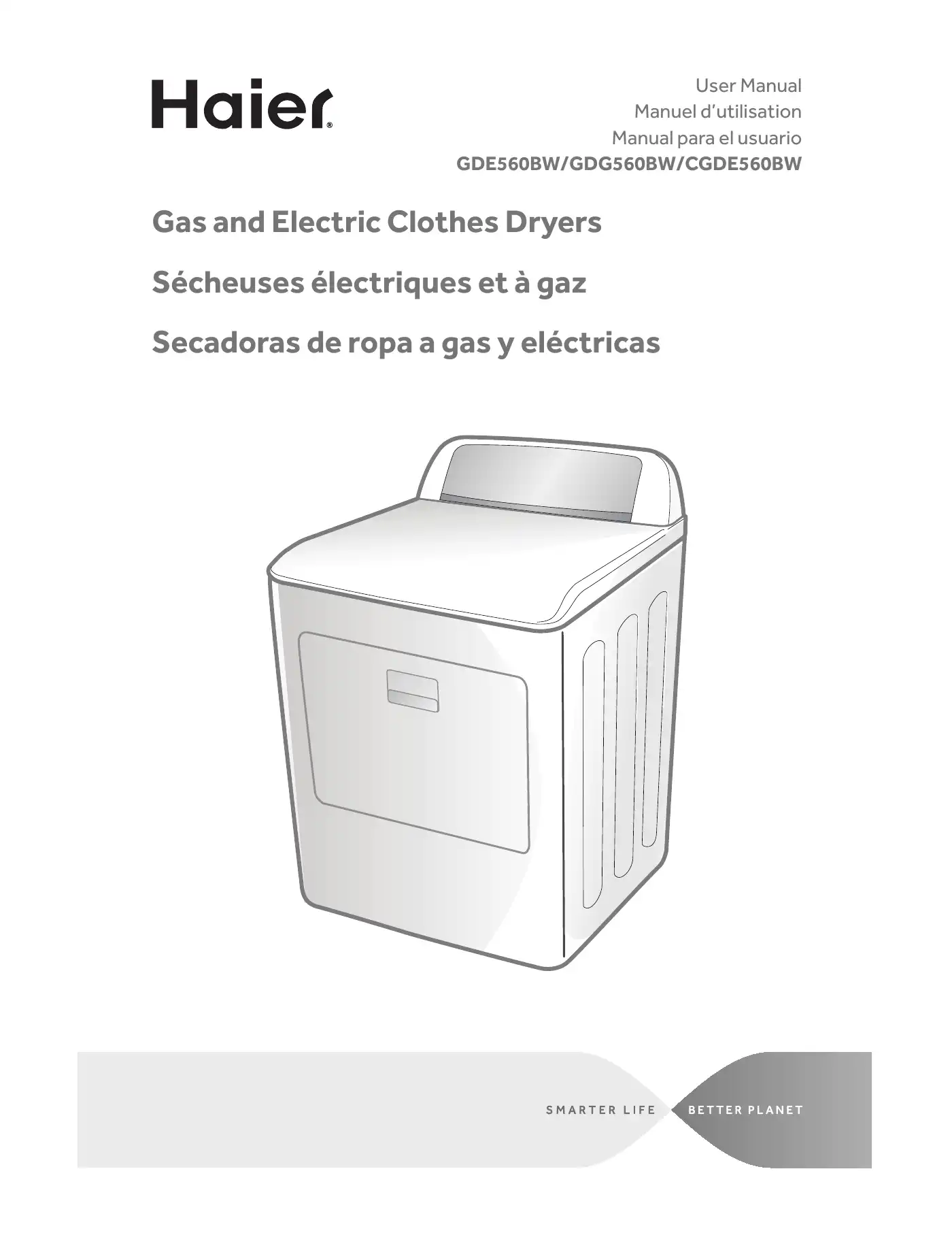 Haier GDE560BW User Manual Manual pdf 1 page image