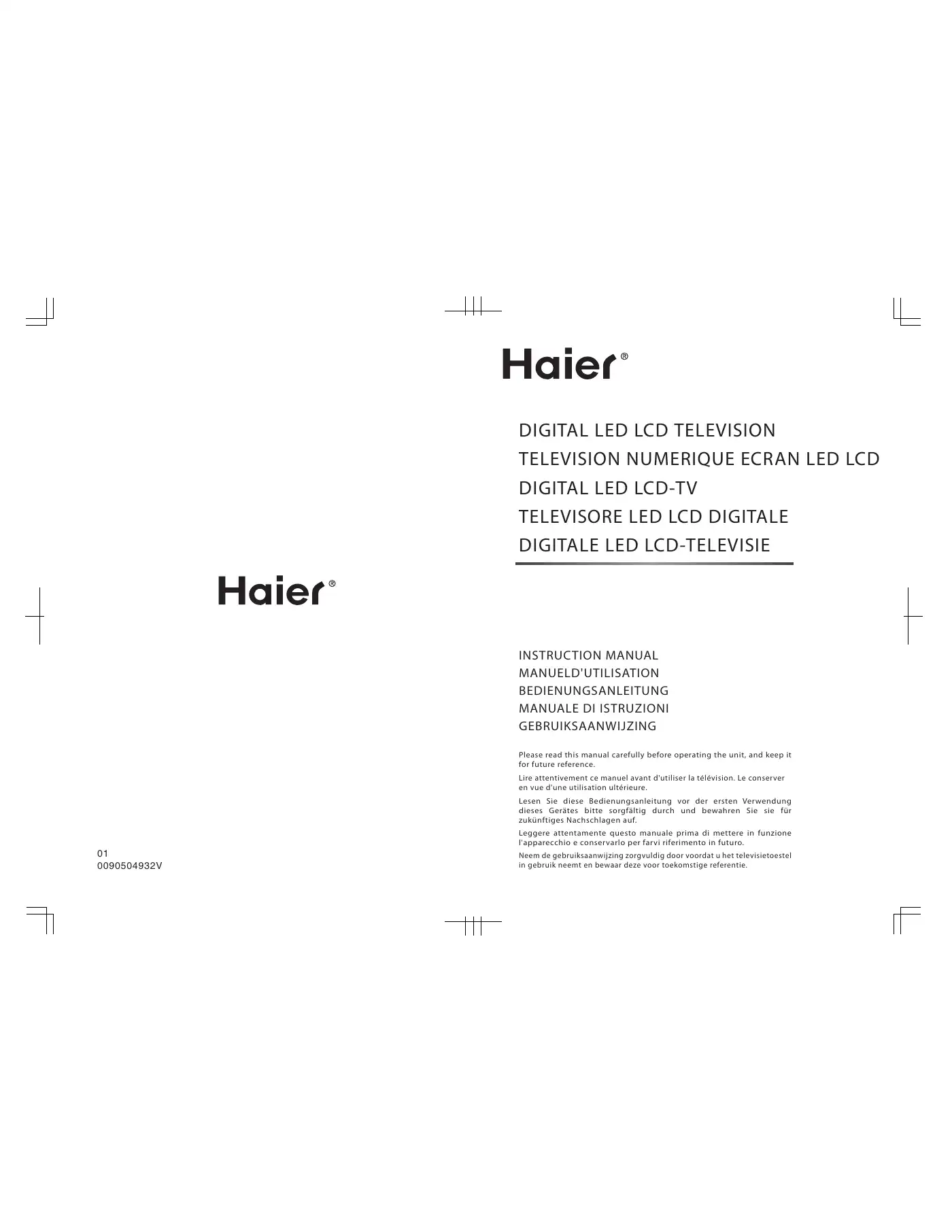 Haier 0090504932V User Manual Manual pdf 1 page image