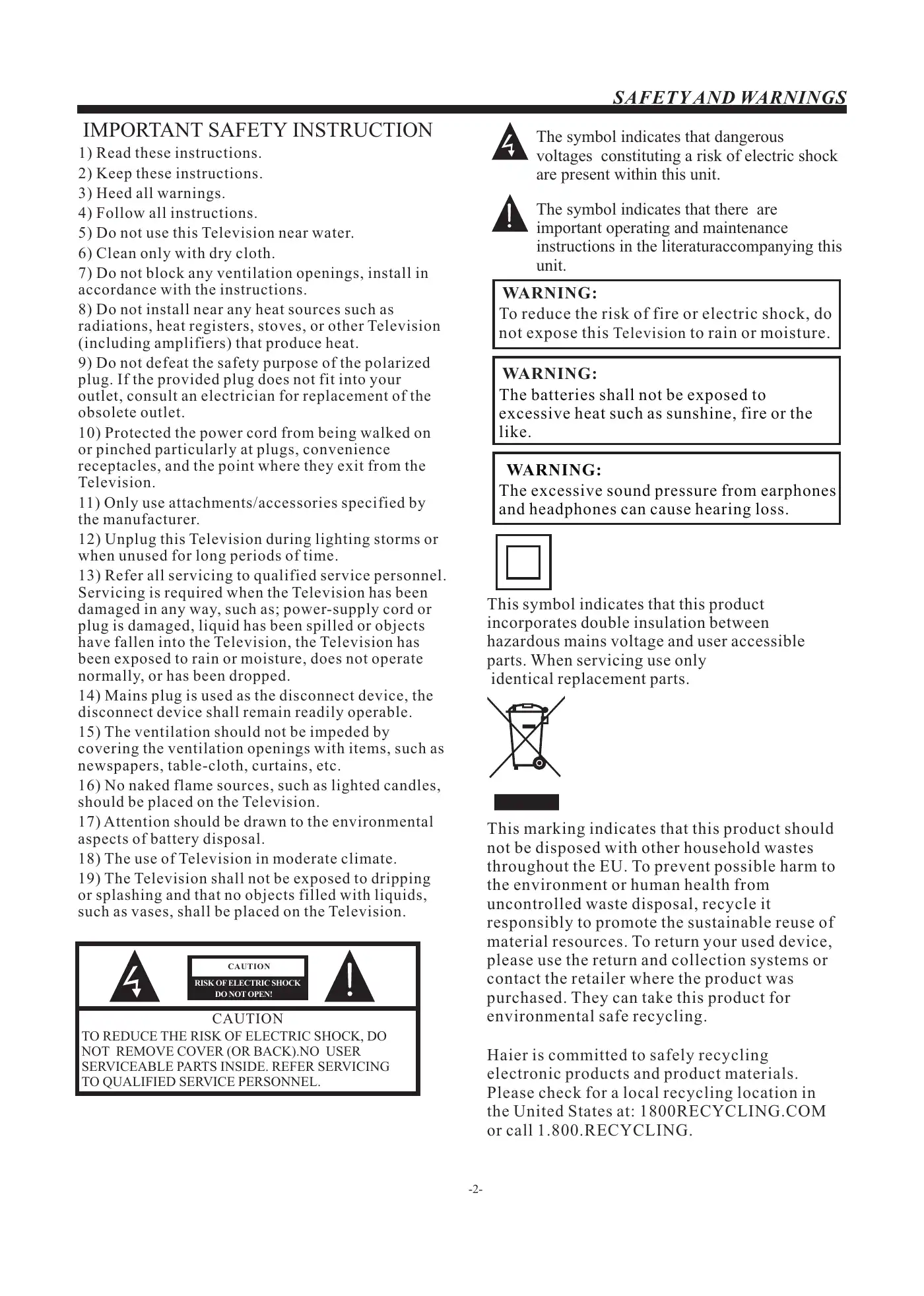 Haier LE39F2280 User Manual Manual pdf 3 page image