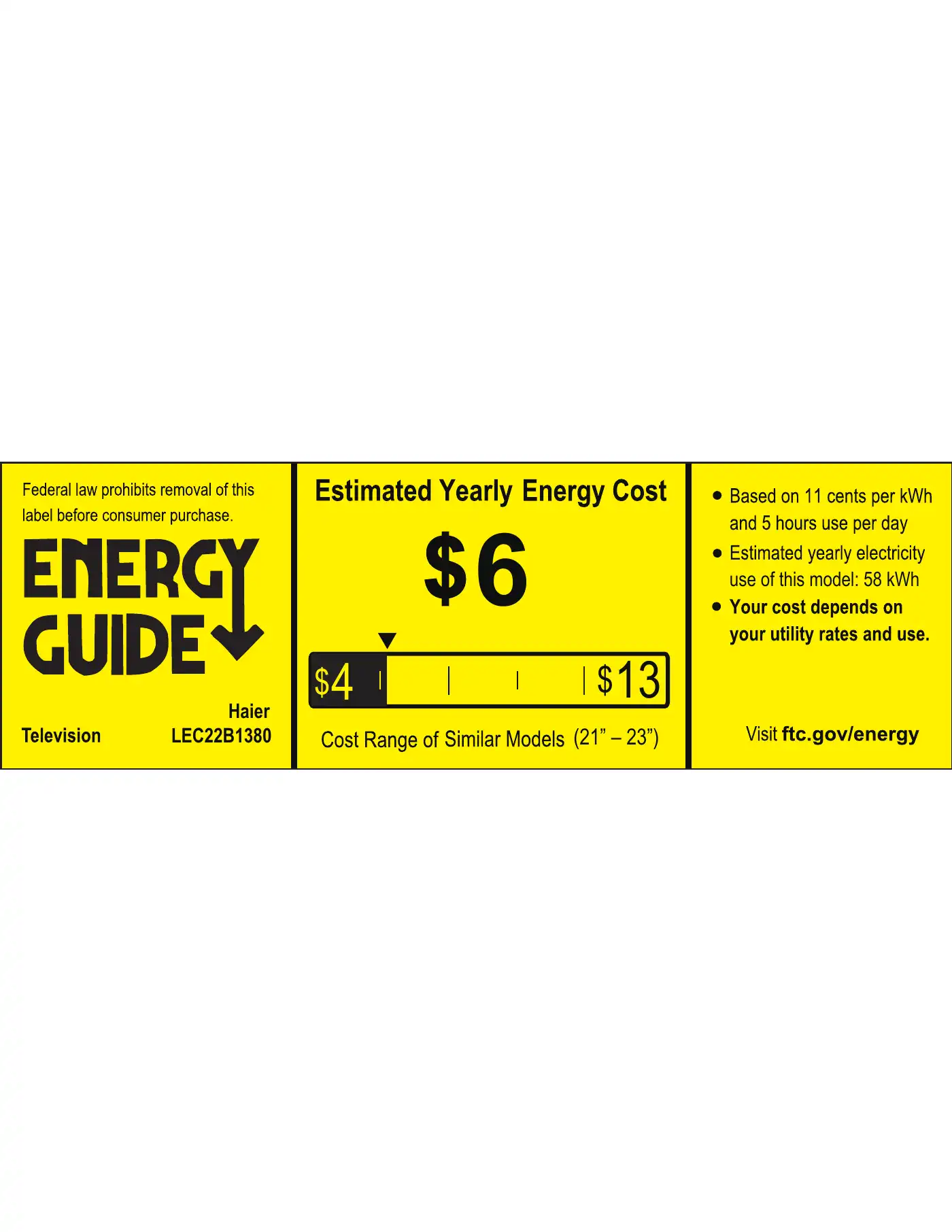 Haier LEC22B1380 Energy Manual Manual pdf 1 page image