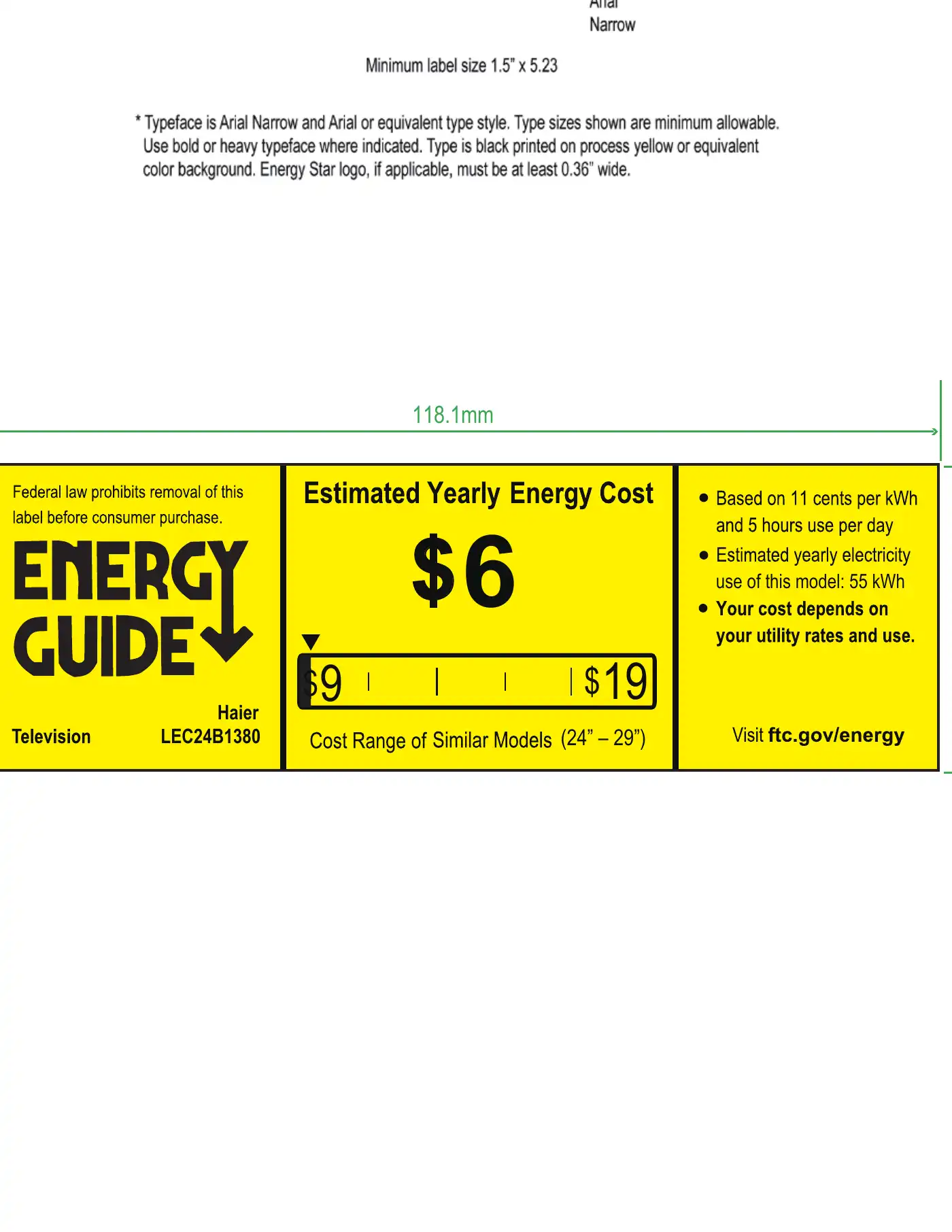 Haier LEC24B1380 Energy Manual Manual pdf 1 page image