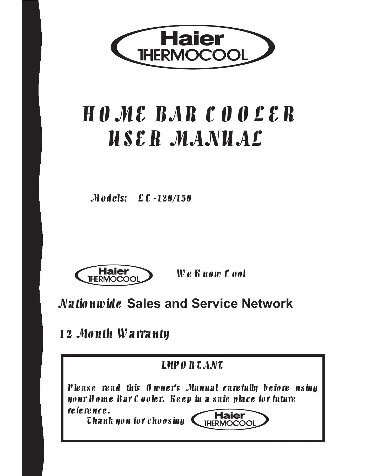 Haier LC-129 User Manual Manual pdf 1 page image