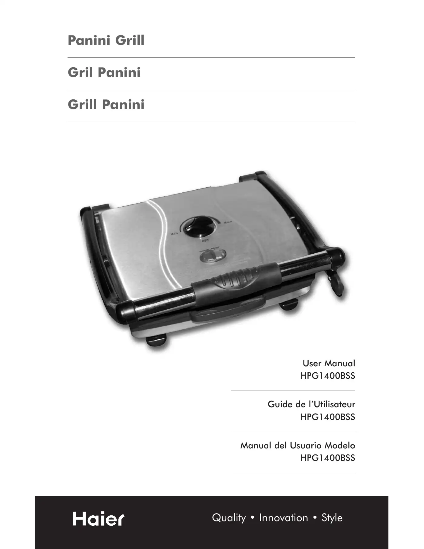 Haier HPG1400BSS User Manual Manual pdf 1 page image