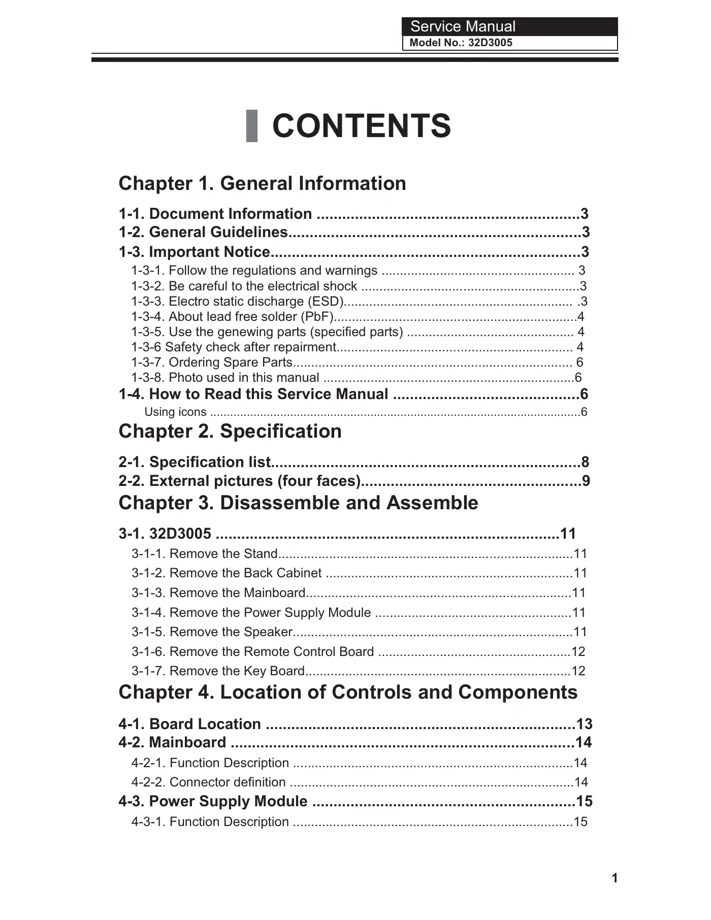 Haier 32D3005 Service Manual Manual pdf 2 page image