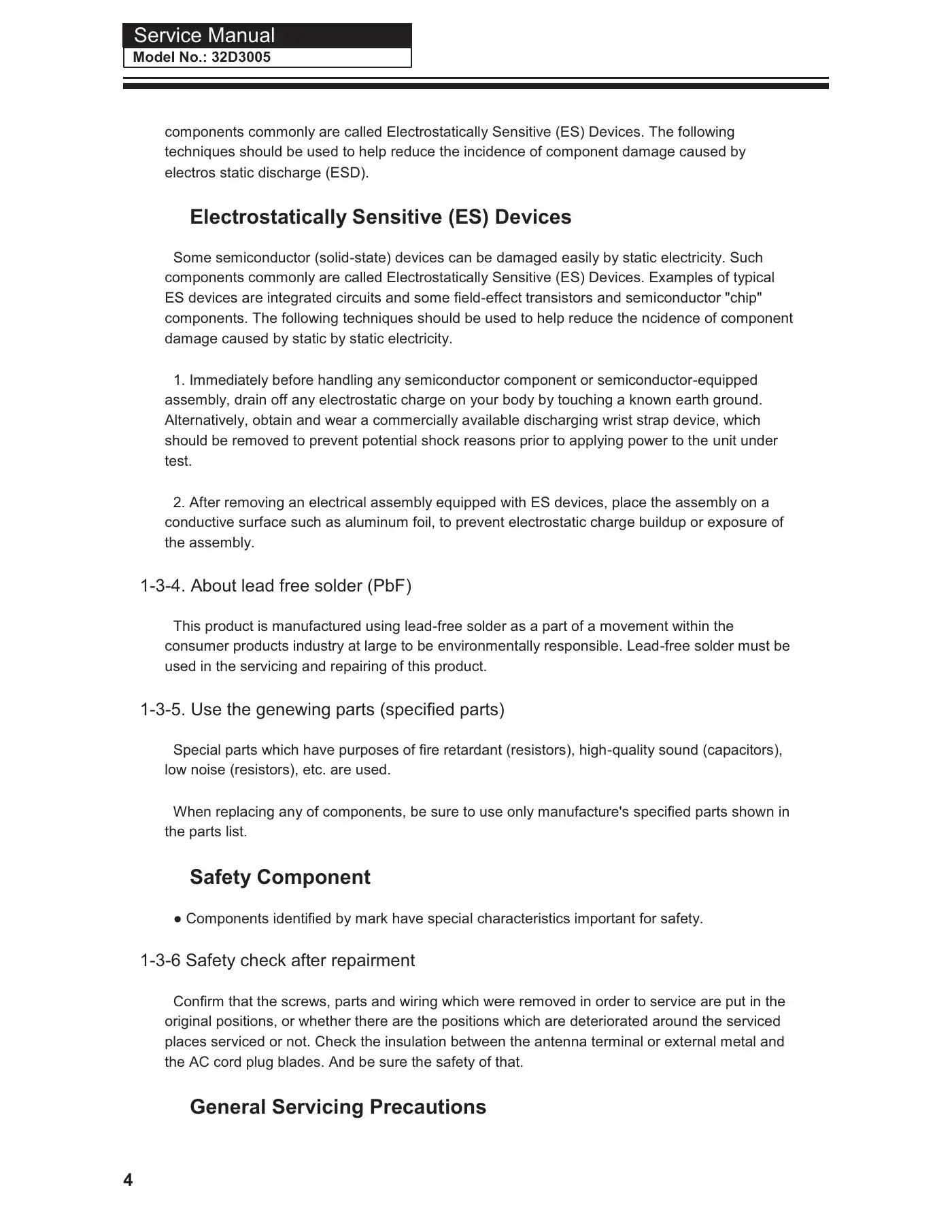 Haier 32D3005 Service Manual Manual pdf 5 page image